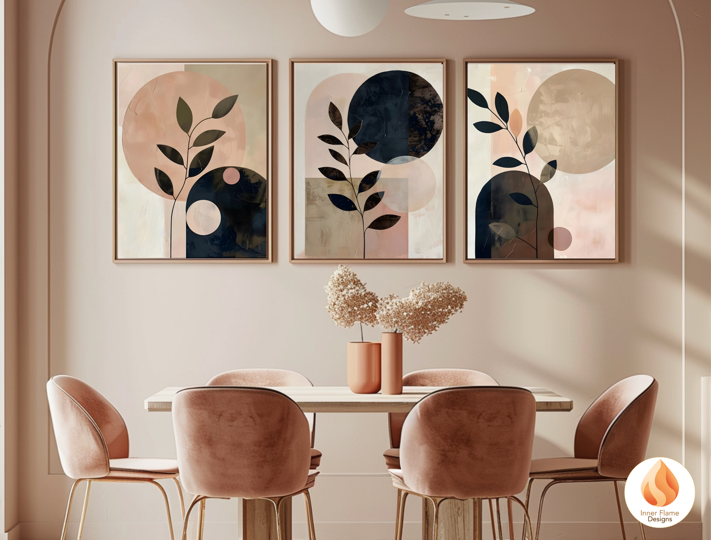 Charming Japandi Art for Modern Home Design | Triptych Artwork (Series 2)