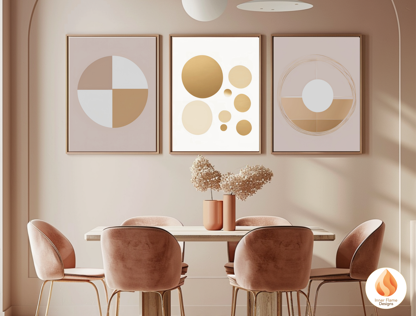 Sophisticated Geometric Artwork for Modern Home Design | Triptych Artwork