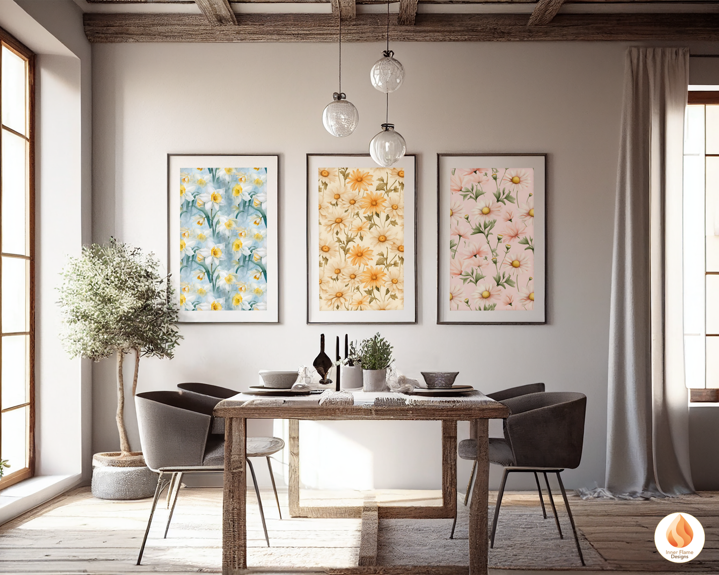 Watercolour Daisy Floral Surface Patterns | Seamless Patterns for Wallpaper, Textiles, Packaging and Digital Designs