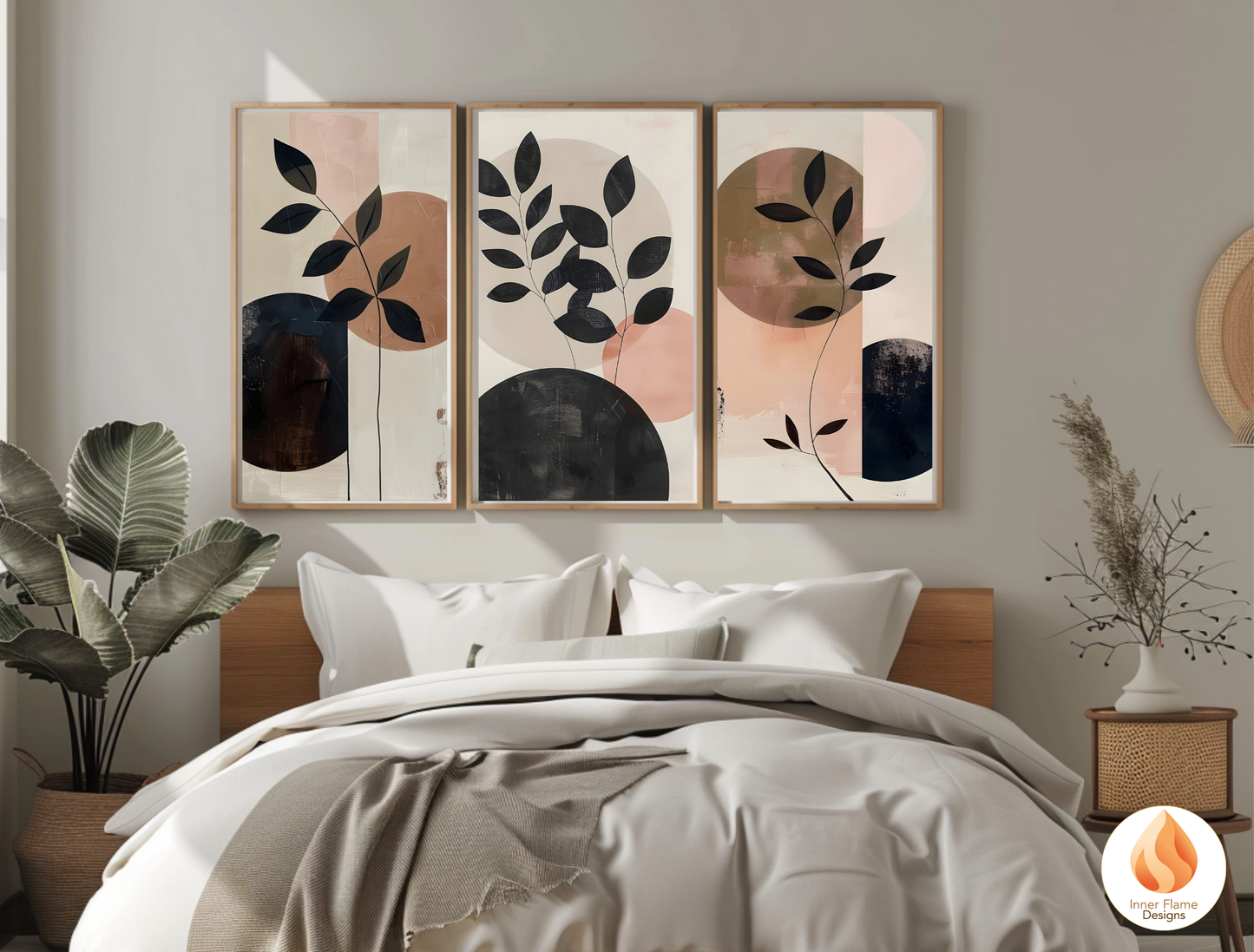 Charming Japandi Art for Modern Home Design | Triptych Artwork (Series 1)