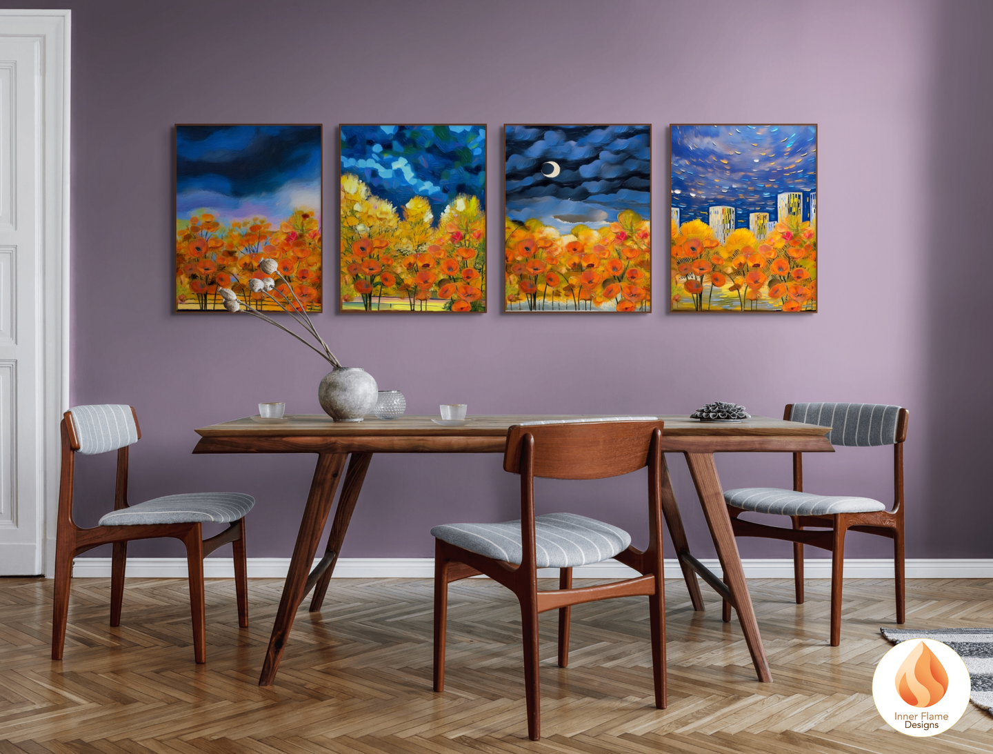 Vivid Flower Artwork for Modern Home Design | Four Piece Artwork