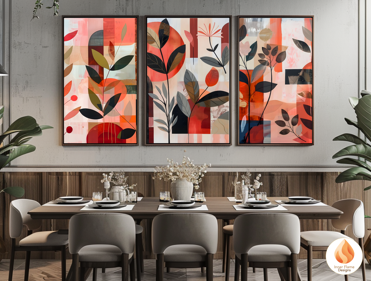 Modern Boho Wall Art Décor for Modern Home Design | Triptych Artwork (Series 2)