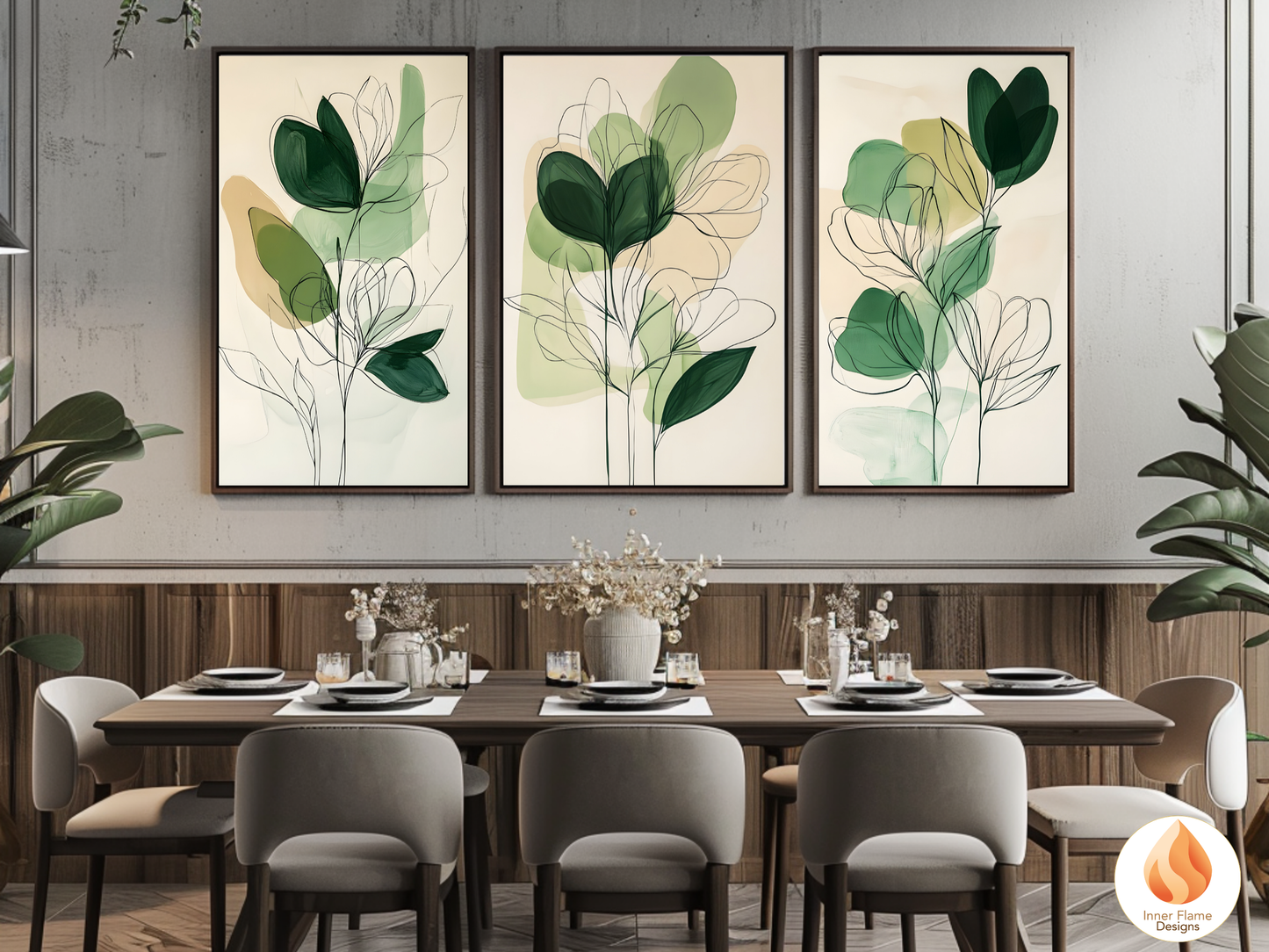 Organic Line Art for Modern Home Design | Triptych Artwork