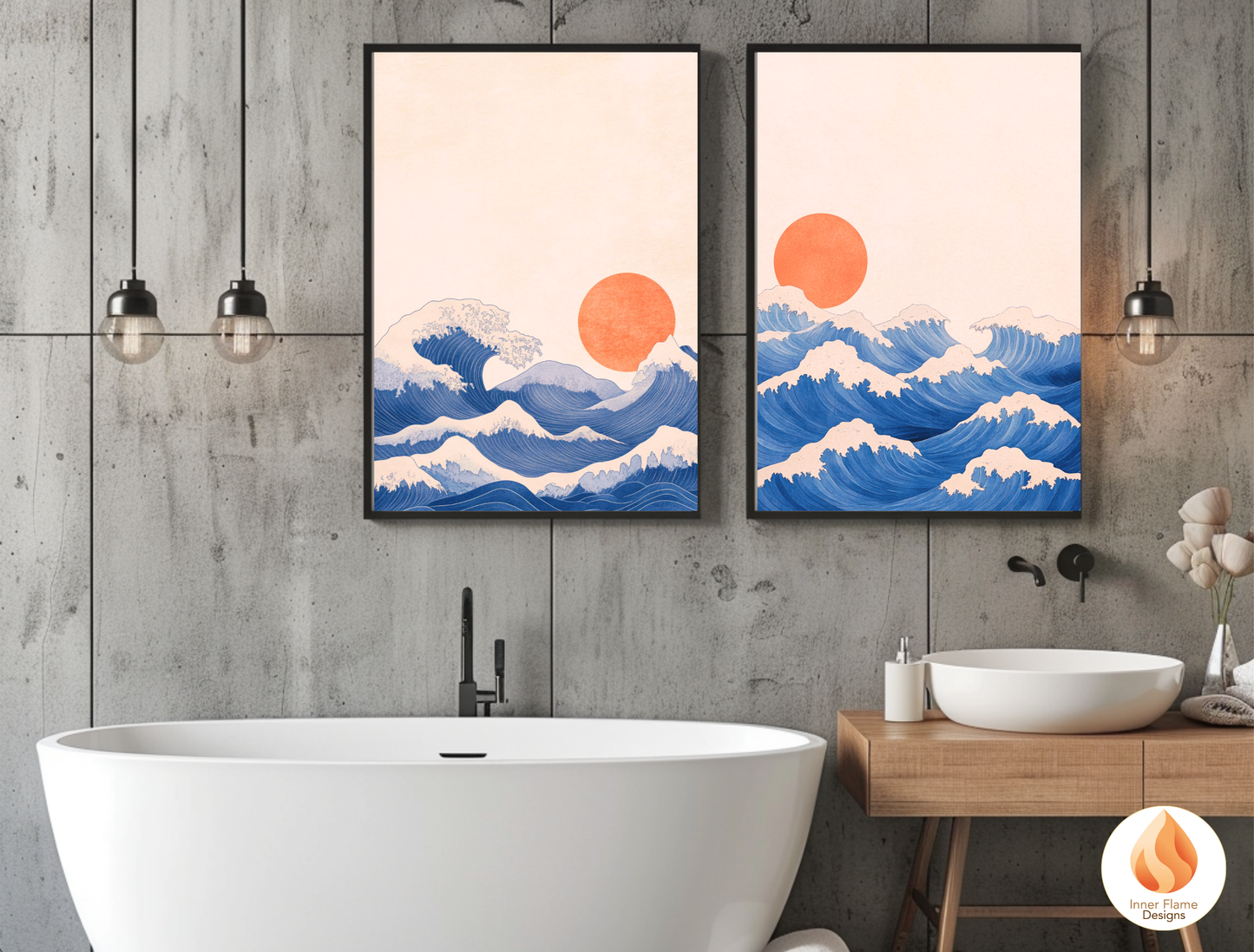 Vibrant Japandi Art for Modern Home Design | Diptych Artwork (Series 1)