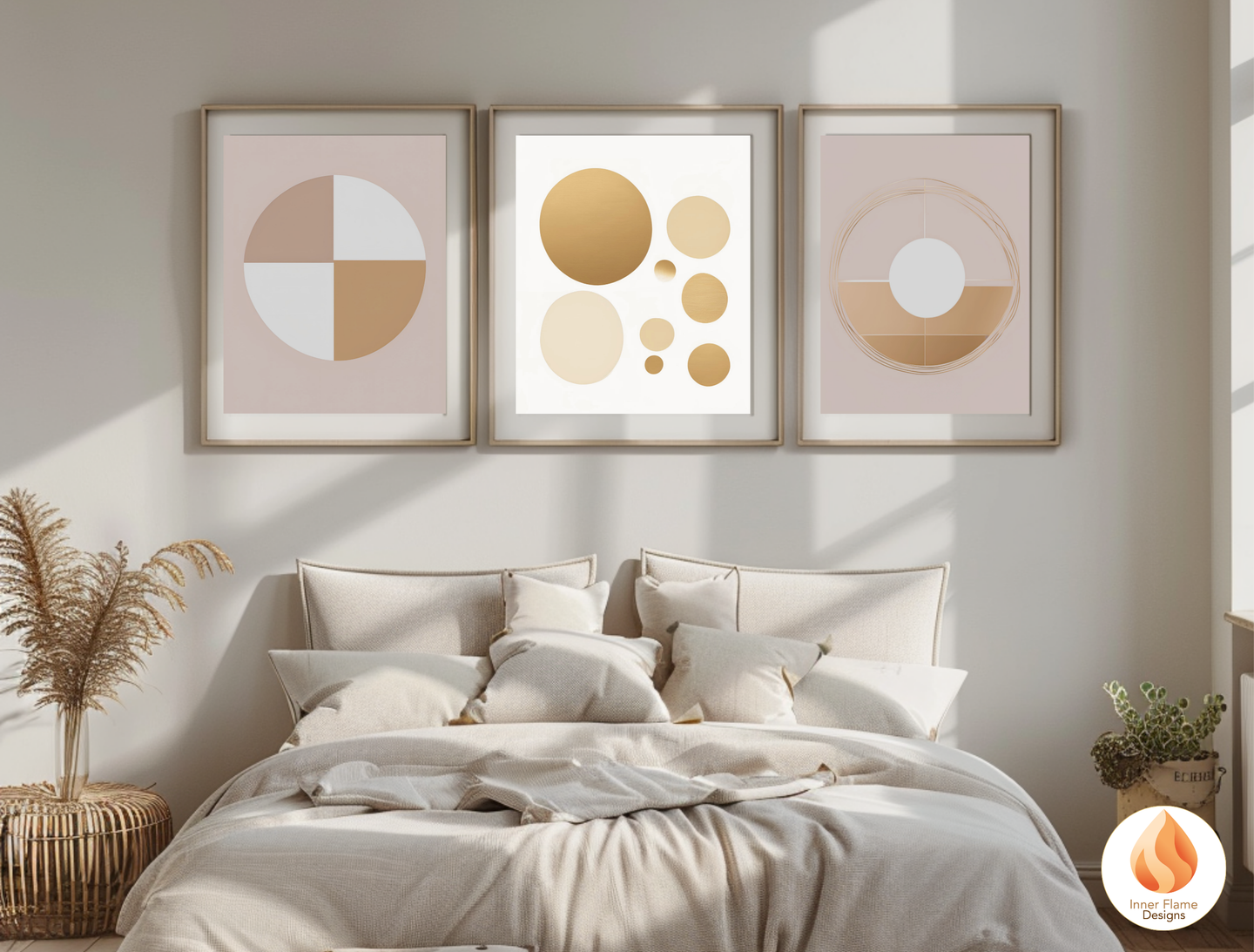 Sophisticated Geometric Artwork for Modern Home Design | Triptych Artwork