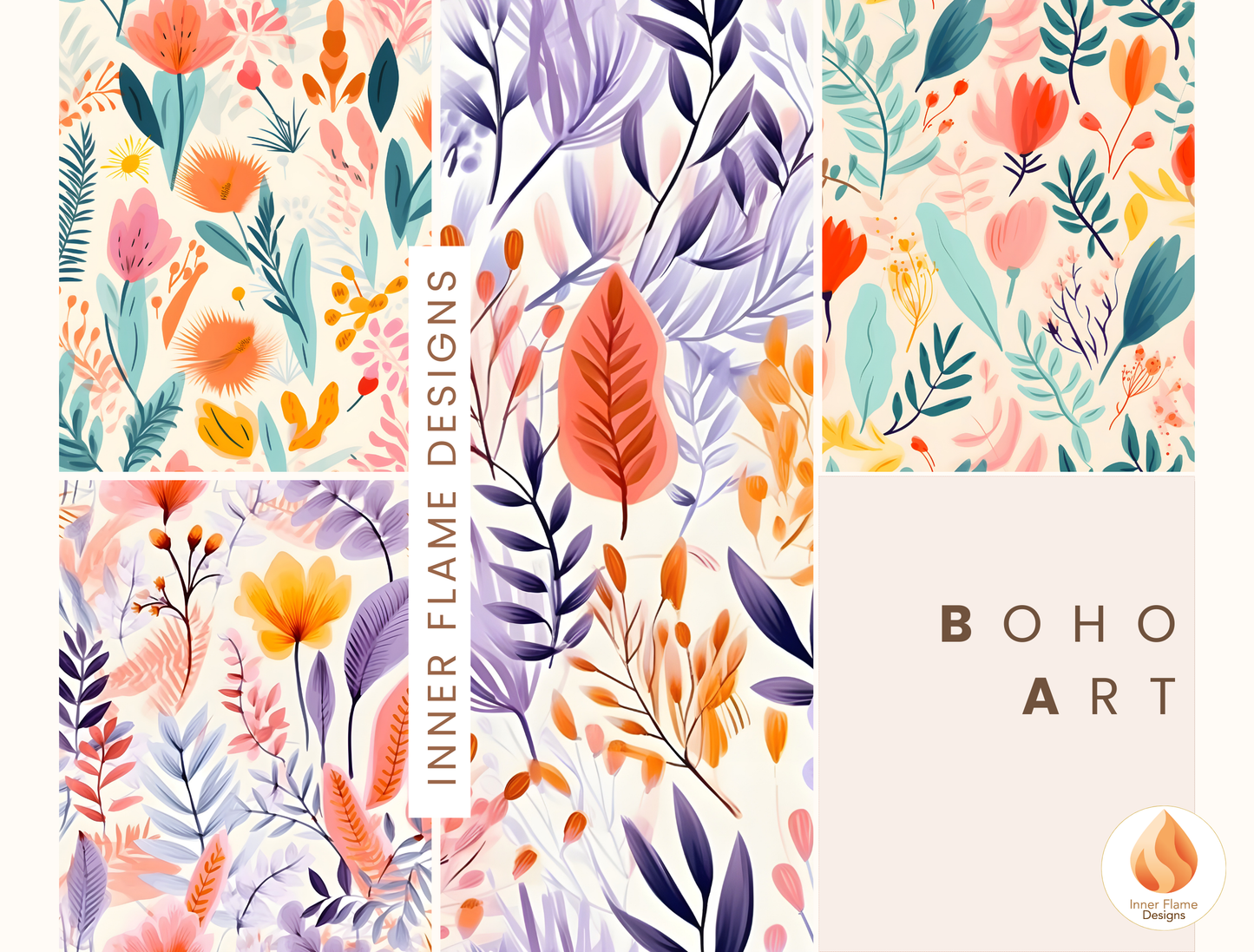 Cheerful Boho Wall Art Décor for Modern Home Design | Four Piece Wall Art
