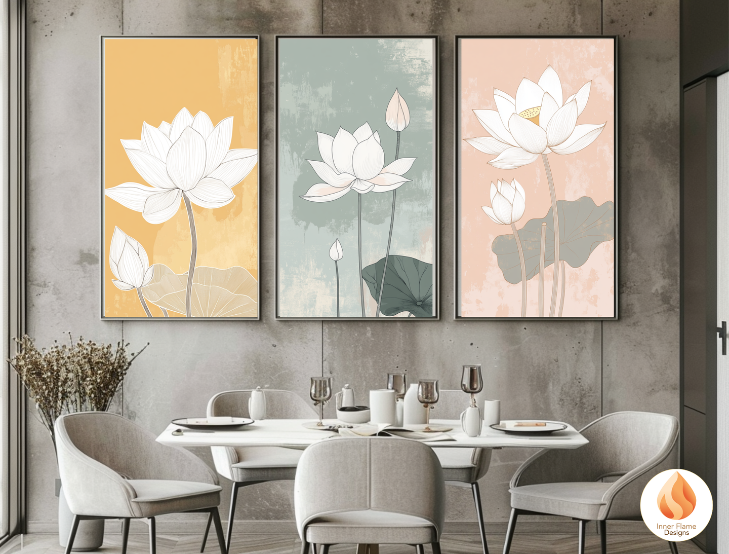 Subtle Japandi Art for Modern Home Design | Triptych Artwork (Series 4)