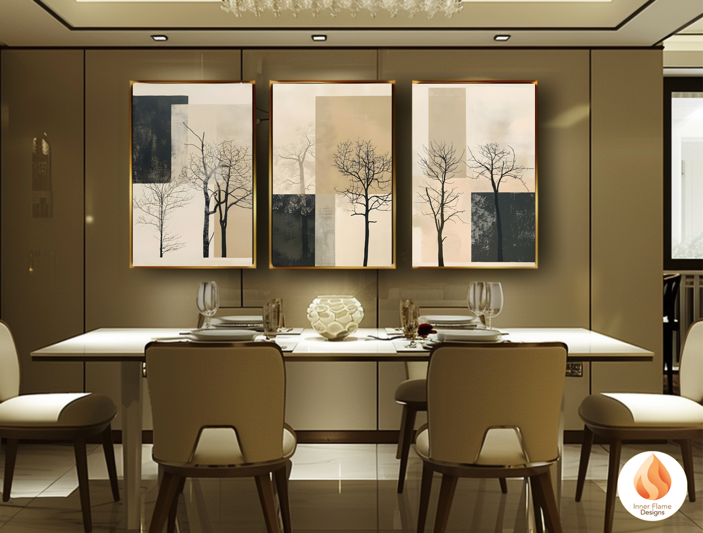 Delicate Japandi Art for Modern Home Design | Triptych Artwork