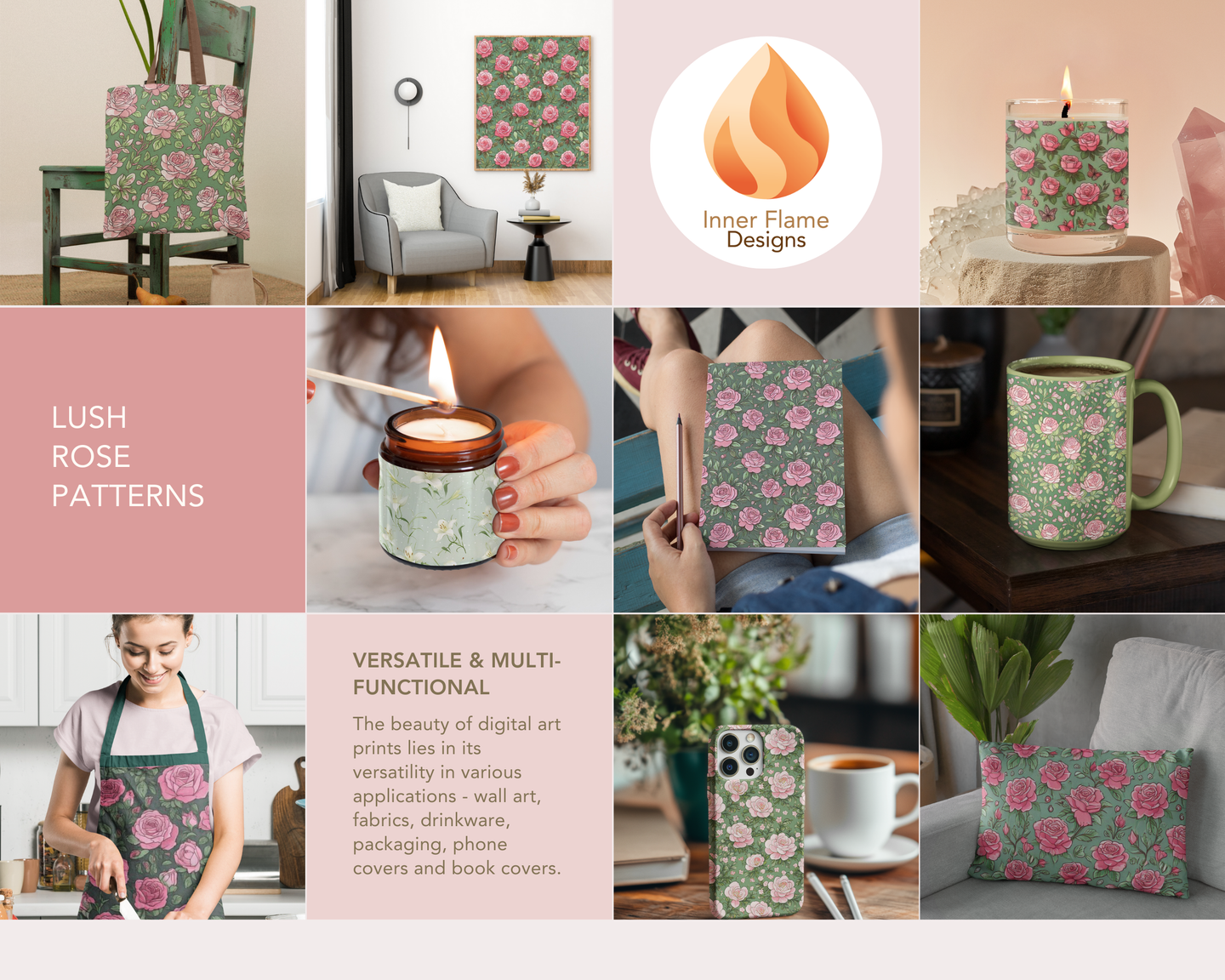 Lush Rose Floral Surface Patterns | Seamless Patterns for Wallpaper, Textiles, Packaging and Digital Designs