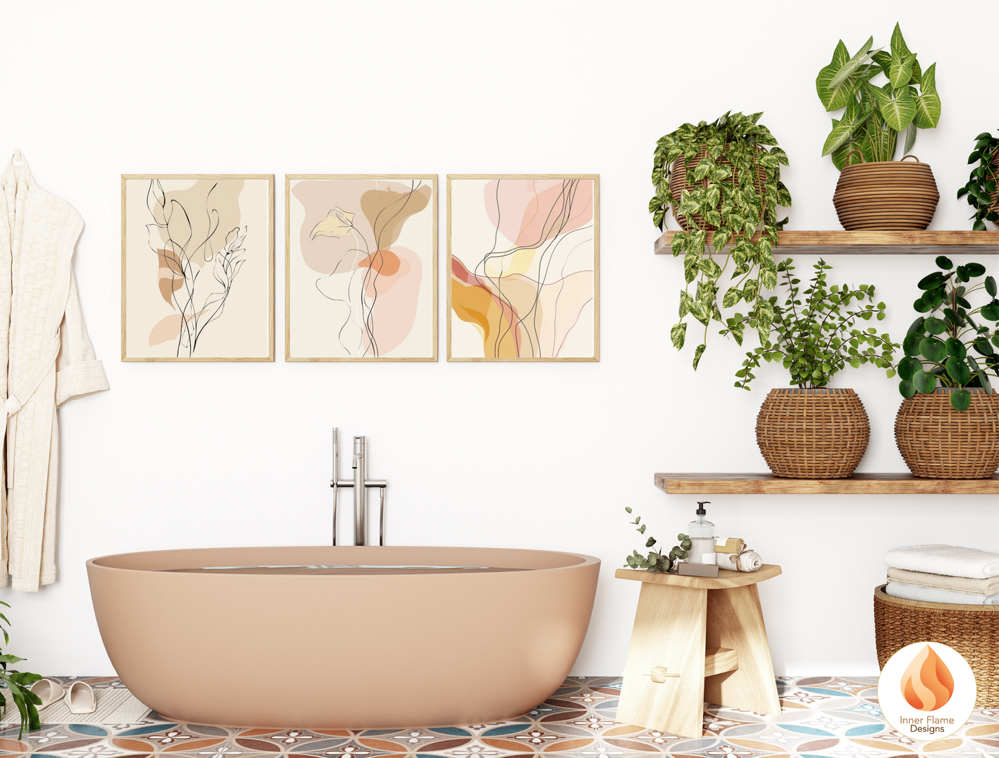 Graceful Line Art for Modern Home Design | Triptych Artwork (Series 2)