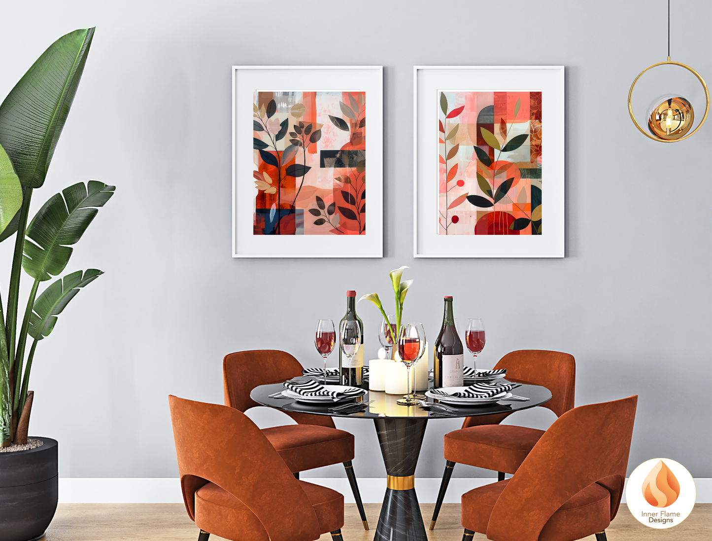 Modern Boho Wall Art Décor for Modern Home Design | Triptych Artwork (Series 2)