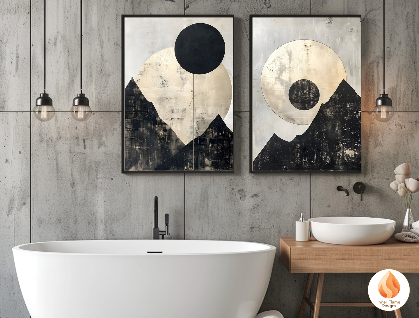 Ethereal Japandi Art for Modern Home Design | Triptych Artwork (Series 1)