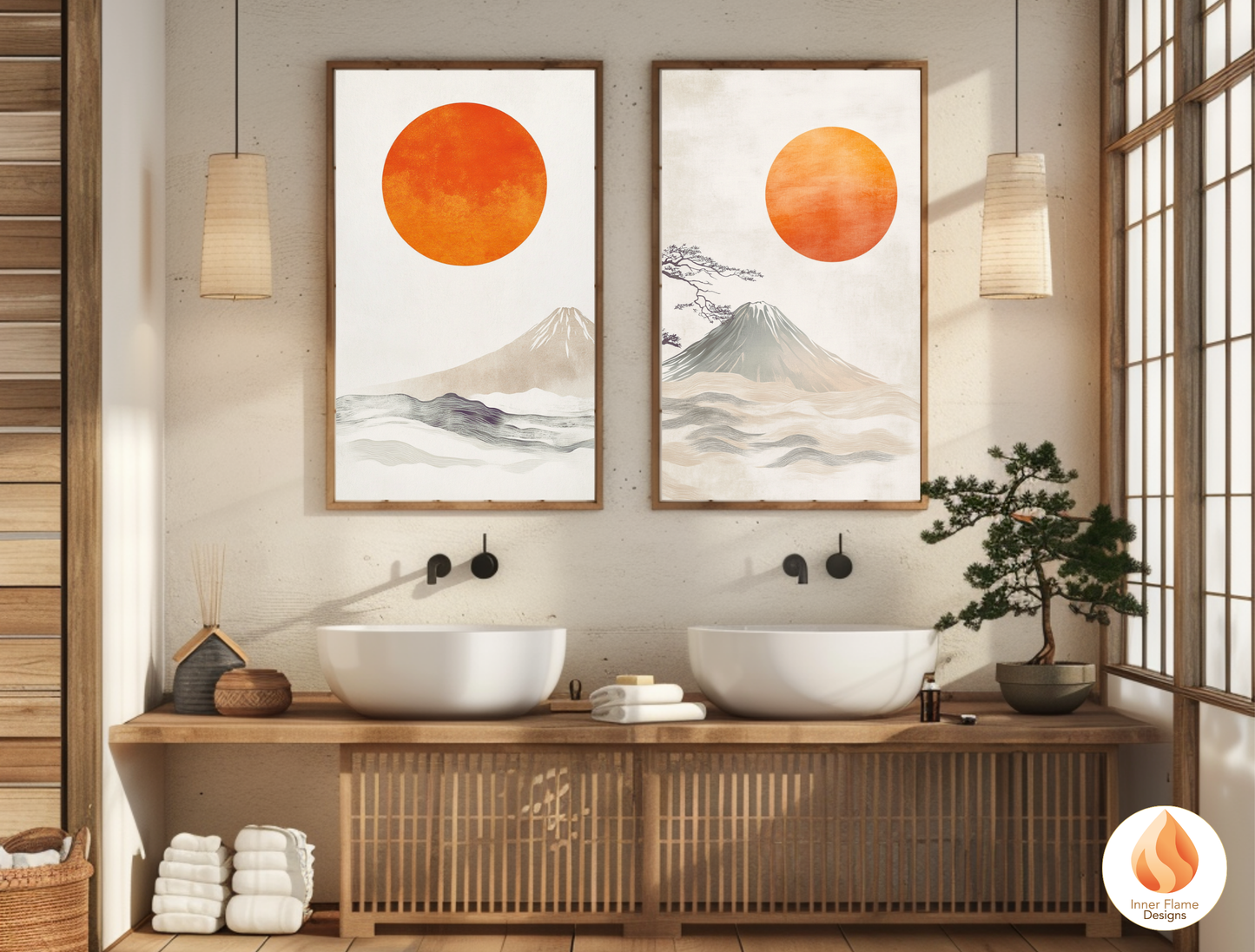 Harmonious Japandi Art for Modern Home Design | Diptych Artwork (Series 2)