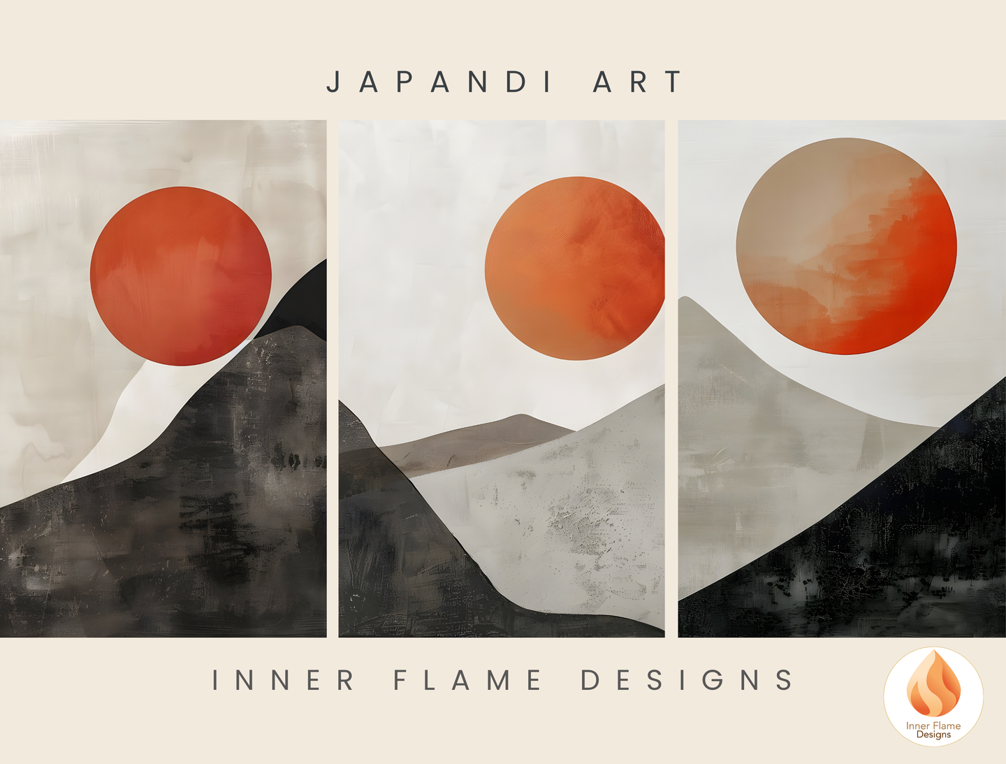 Ethereal Japandi Art for Modern Home Design | Triptych Artwork (Series 5)