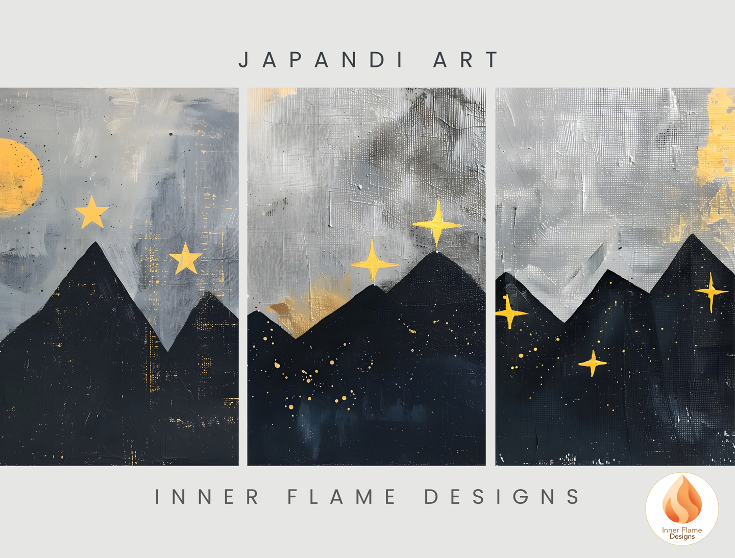 Ethereal Japandi Art for Modern Home Design | Triptych Artwork (Series 3)