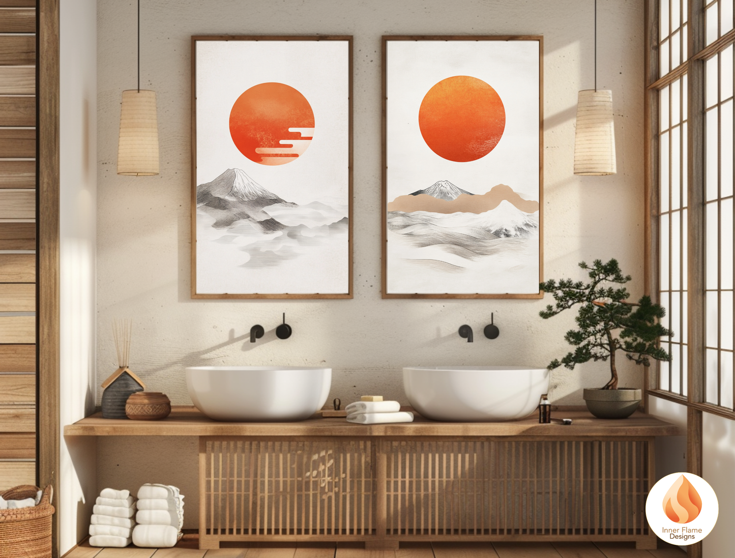 Harmonious Japandi Art for Modern Home Design | Diptych Artwork (Series 1)