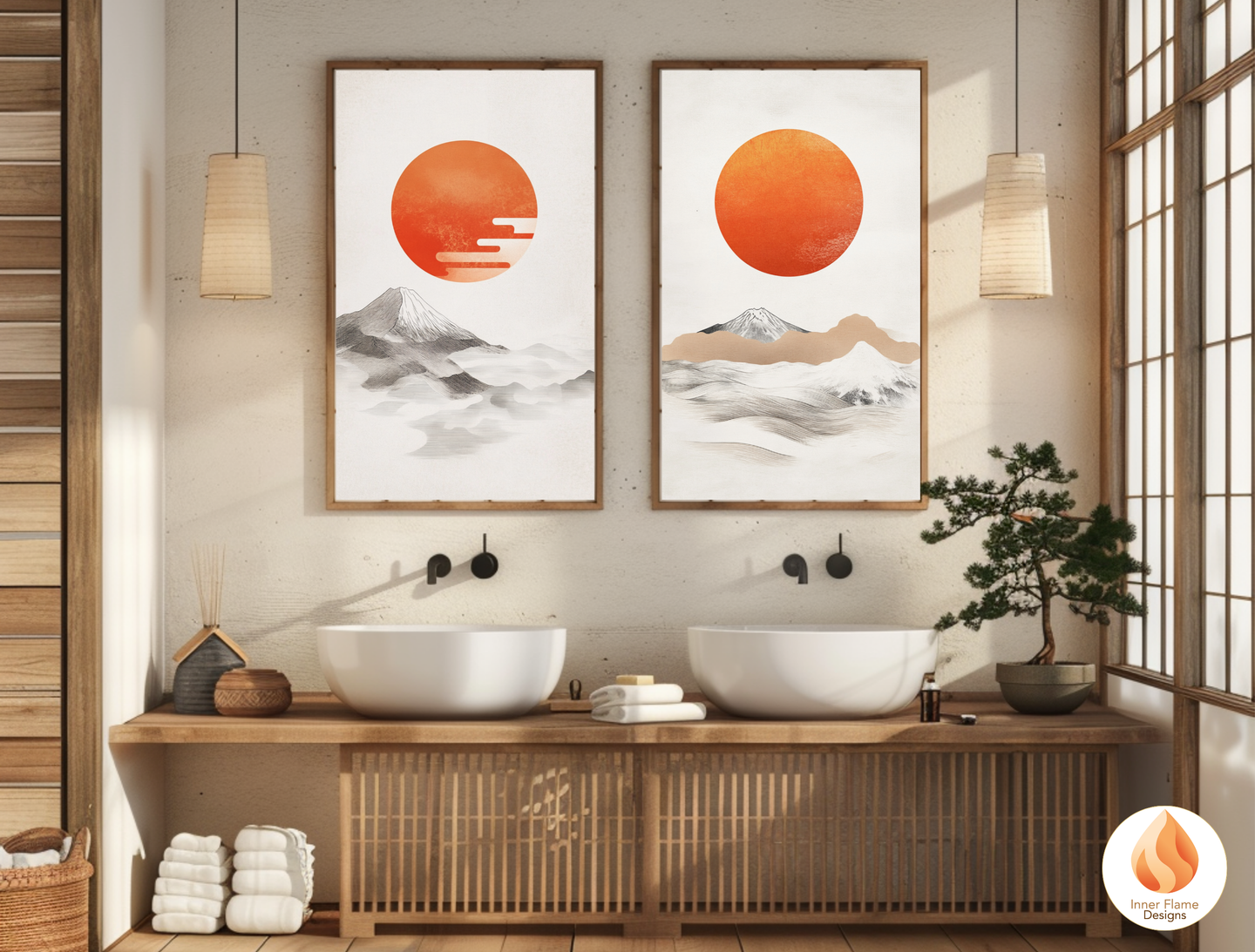 Harmonious Japandi Art for Modern Home Design | Diptych Artwork (Series 1)