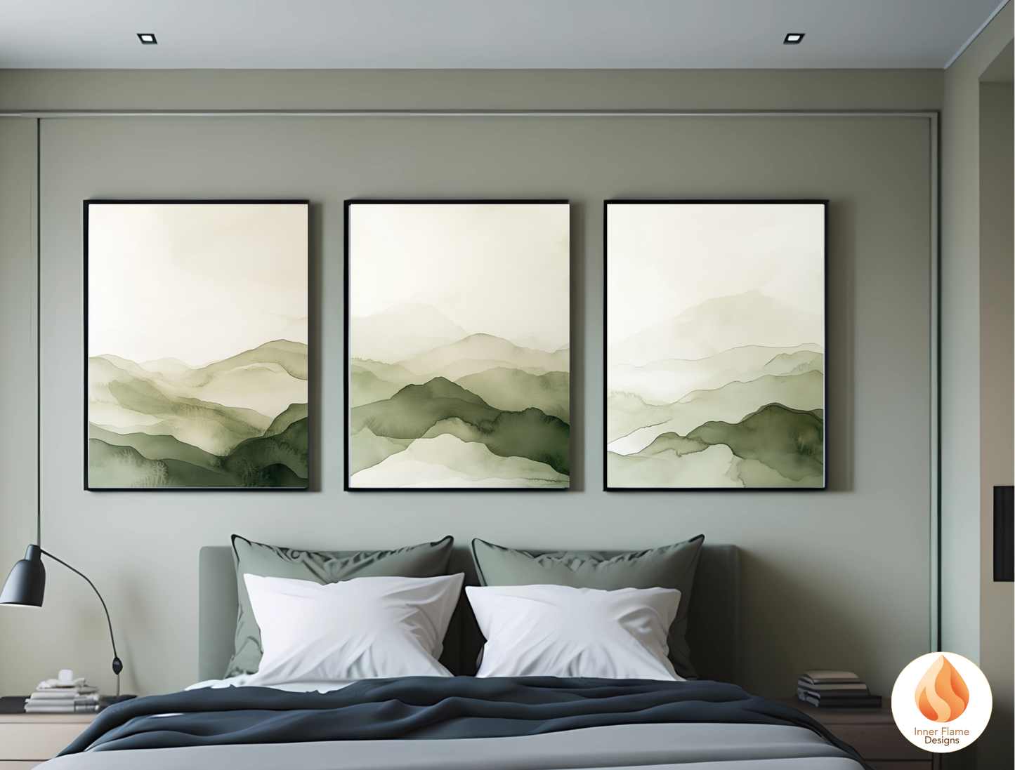 Reflective Japandi Art for Modern Home Design | Triptych Artwork