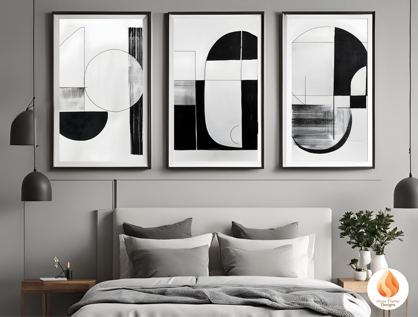 Monochromatic Line Art for Modern Home Design | Triptych Artwork (Series 2)
