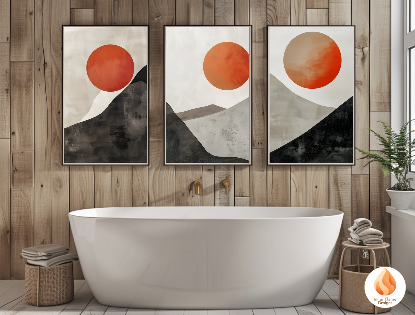 Ethereal Japandi Art for Modern Home Design | Triptych Artwork (Series 5)