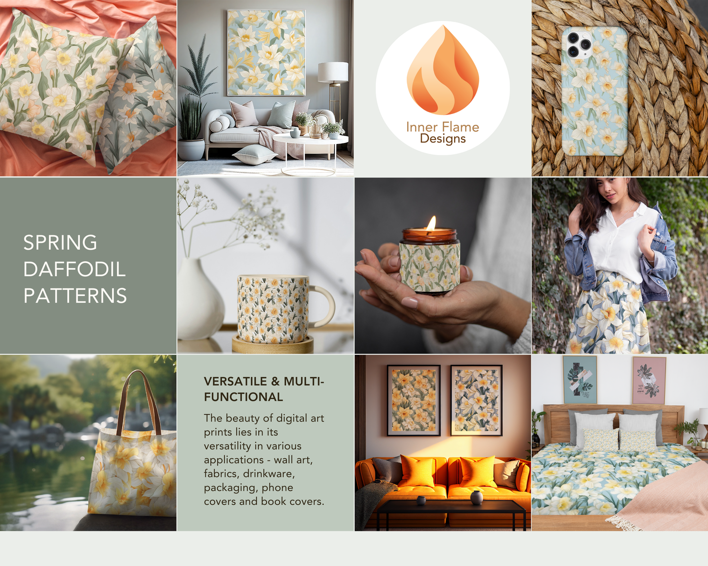 Spring Daffodil Floral Surface Patterns | Seamless Patterns for Wallpaper, Textiles, Packaging and Digital Designs