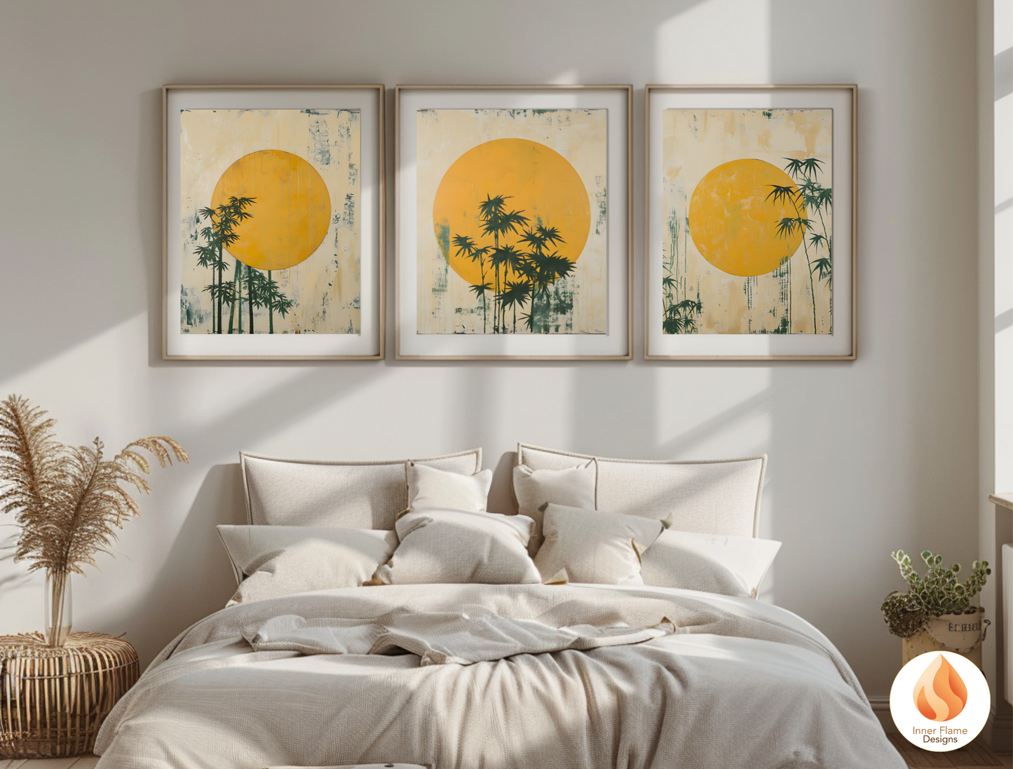 Tranquil Japandi Art for Modern Home Design | Triptych Artwork (Series 1)