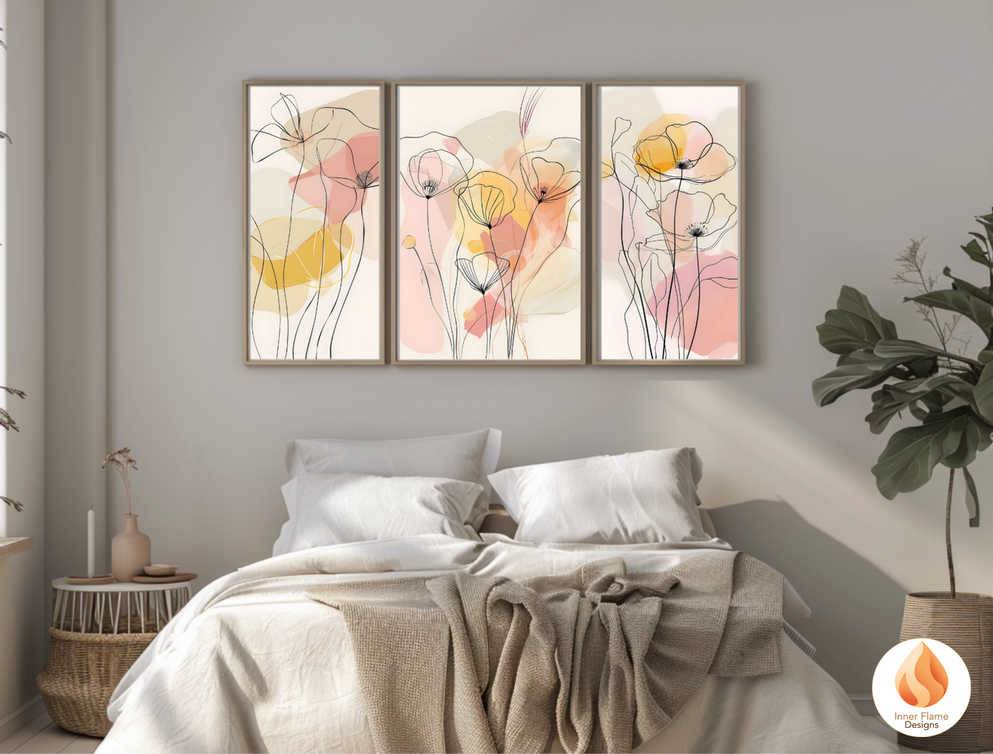 Graceful Line Art for Modern Home Design | Triptych Artwork (Series 4)