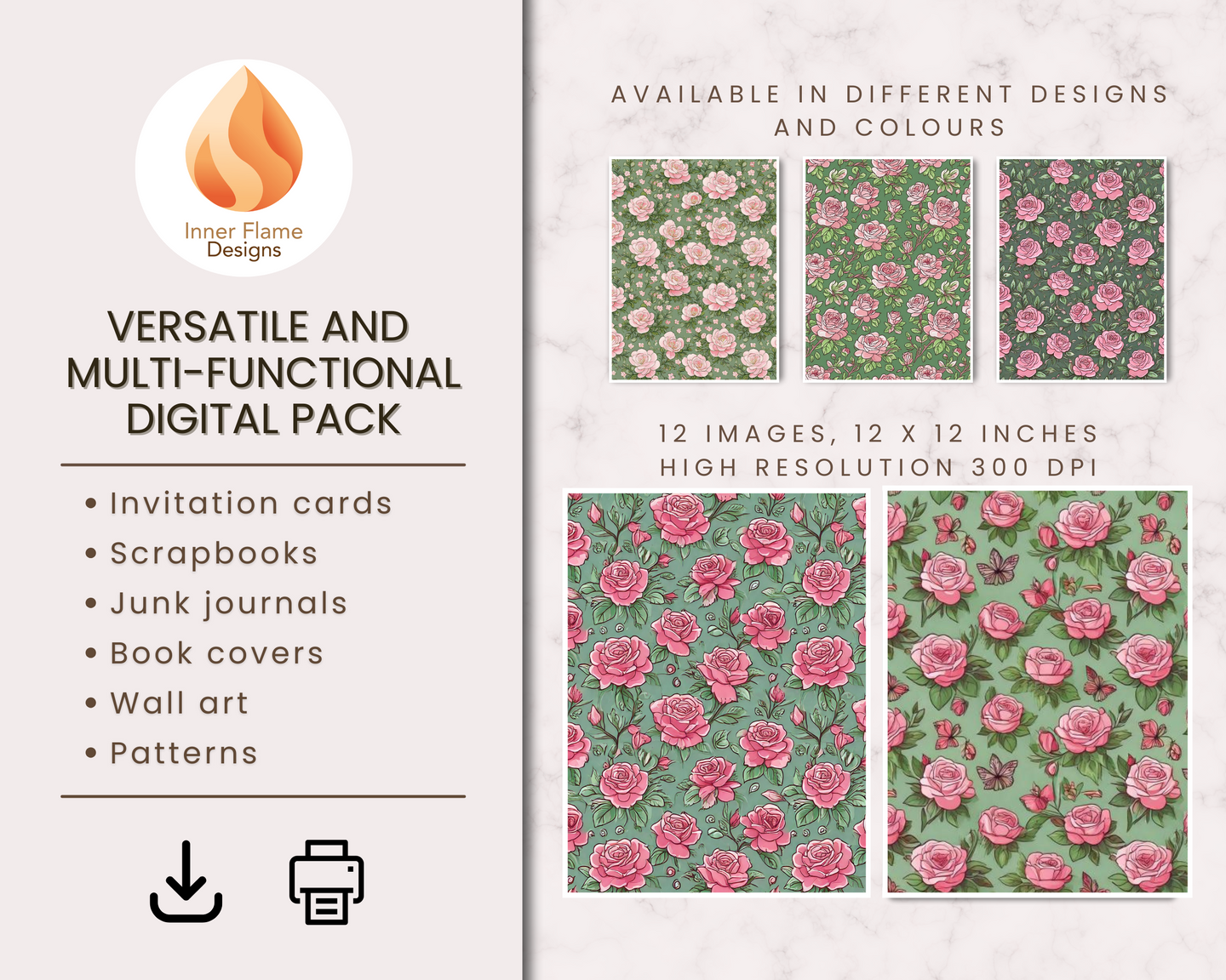 Lush Rose Floral Surface Patterns | Seamless Patterns for Wallpaper, Textiles, Packaging and Digital Designs