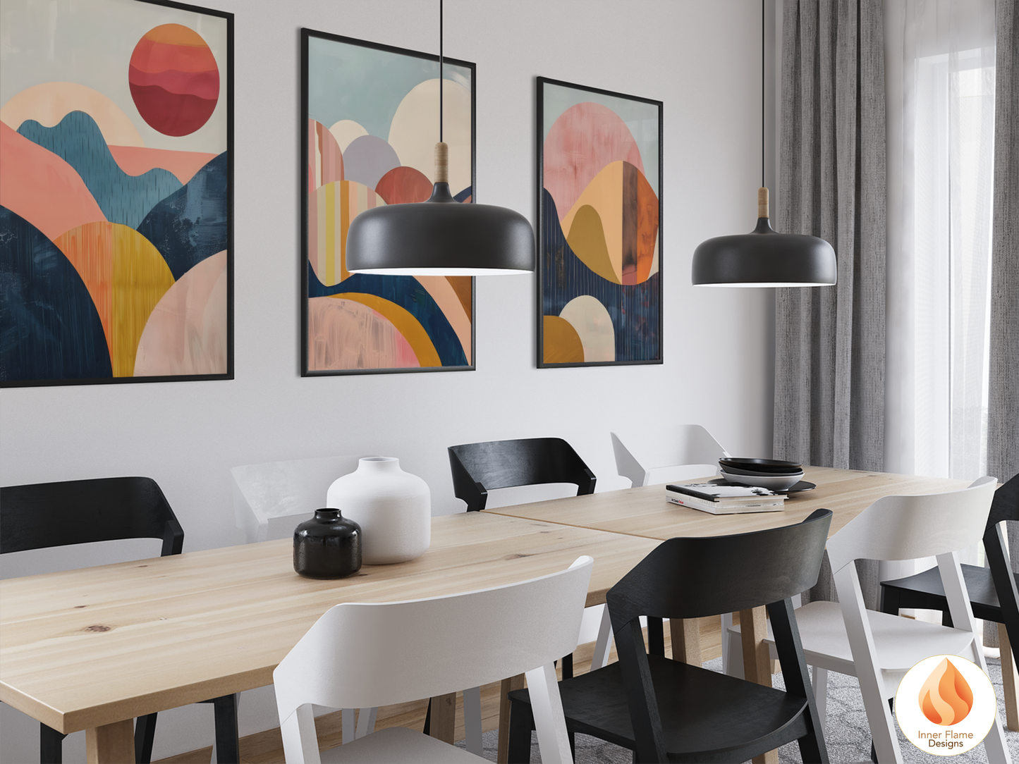 Eclectic Boho Wall Art Décor for Modern Home Design | Triptych Artwork (Series 5)