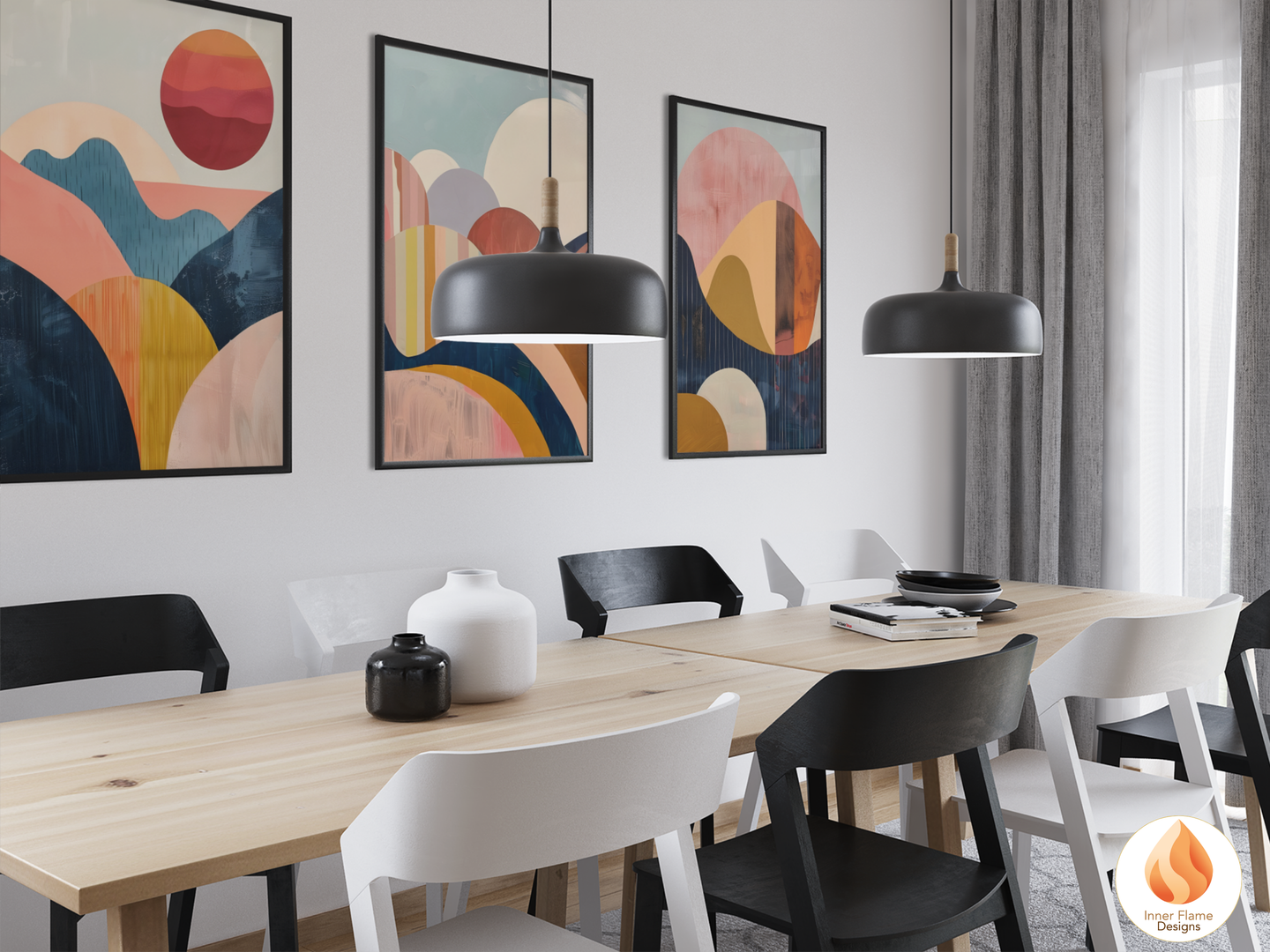 Eclectic Boho Wall Art Décor for Modern Home Design | Triptych Artwork (Series 5)