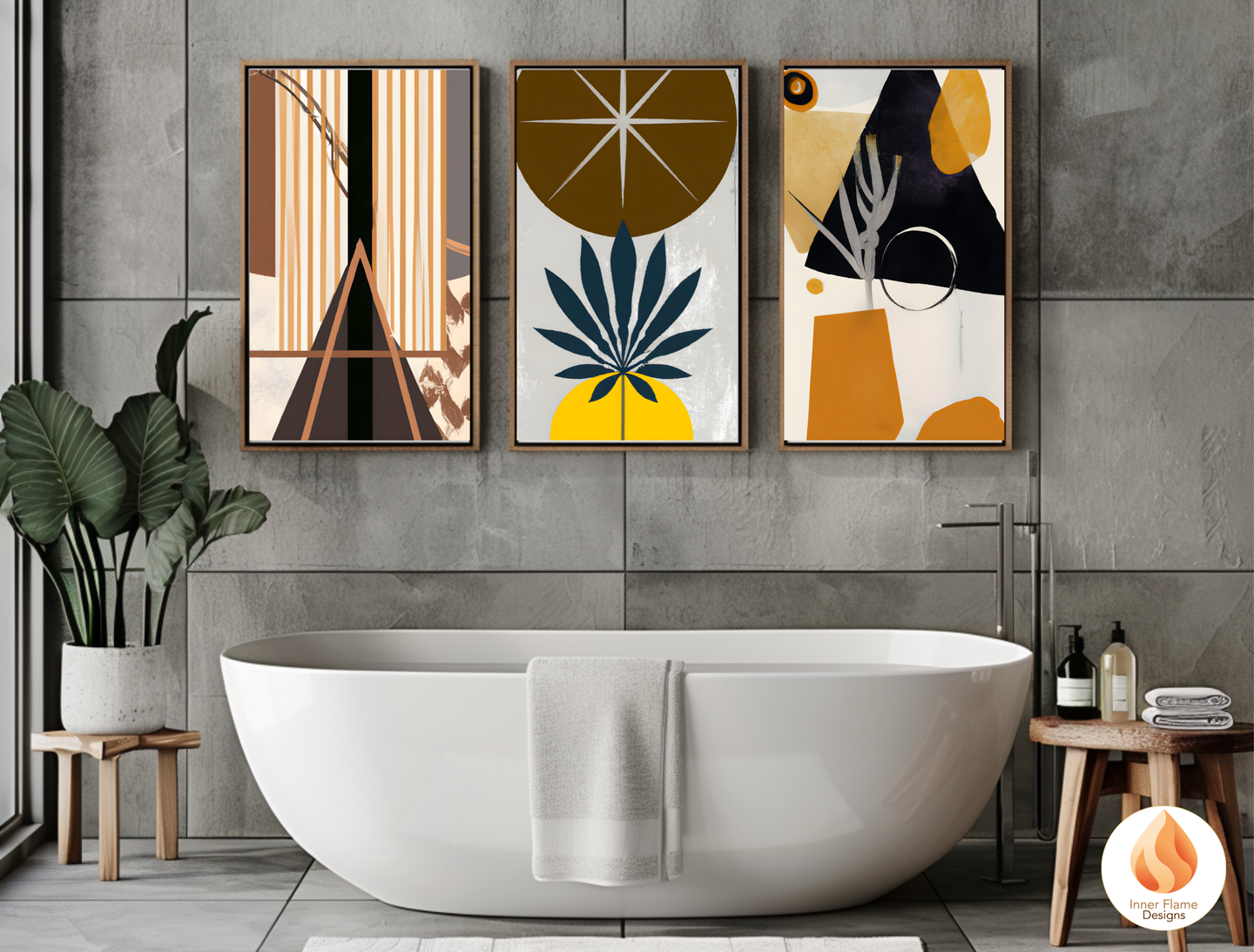 Eclectic Boho Wall Art Décor for Modern Home Design | Triptych Artwork (Series 2)