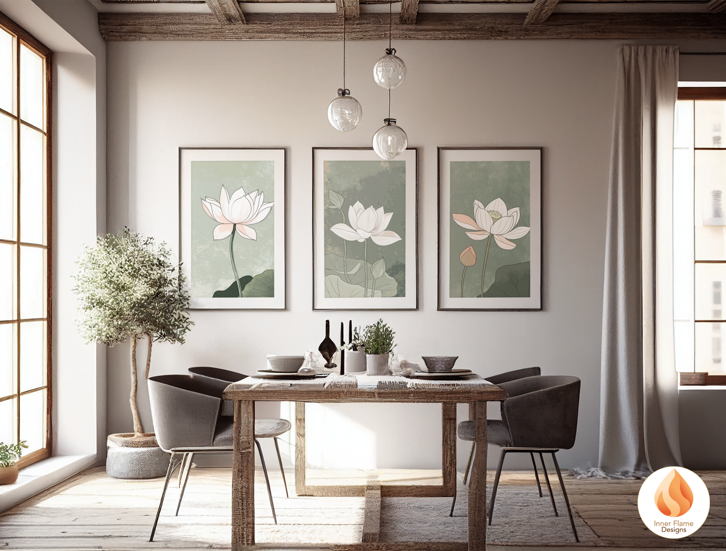 Subtle Japandi Art for Modern Home Design | Triptych Artwork (Series 5)
