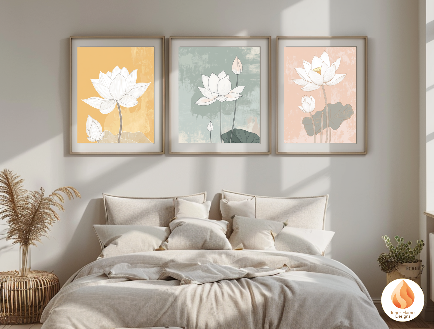 Subtle Japandi Art for Modern Home Design | Triptych Artwork (Series 4)