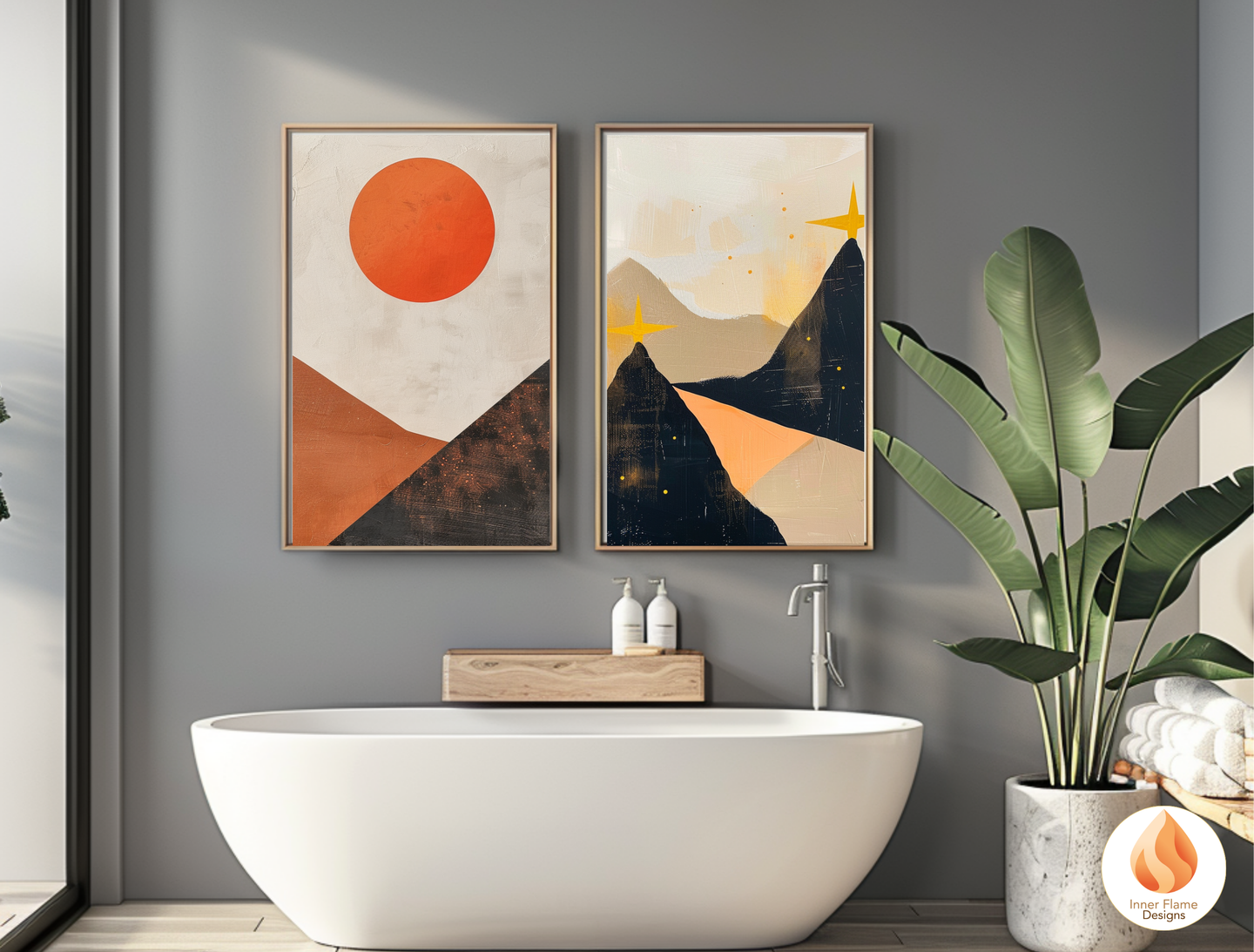 Ethereal Japandi Art for Modern Home Design | Triptych Artwork (Series 4)