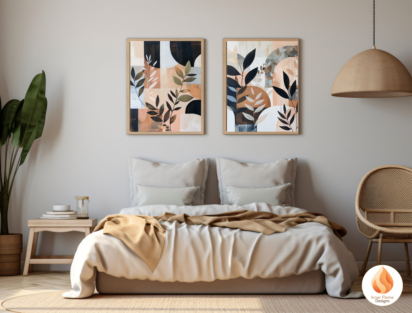 Modern Boho Wall Art Décor for Modern Home Design | Triptych Artwork (Series 1)