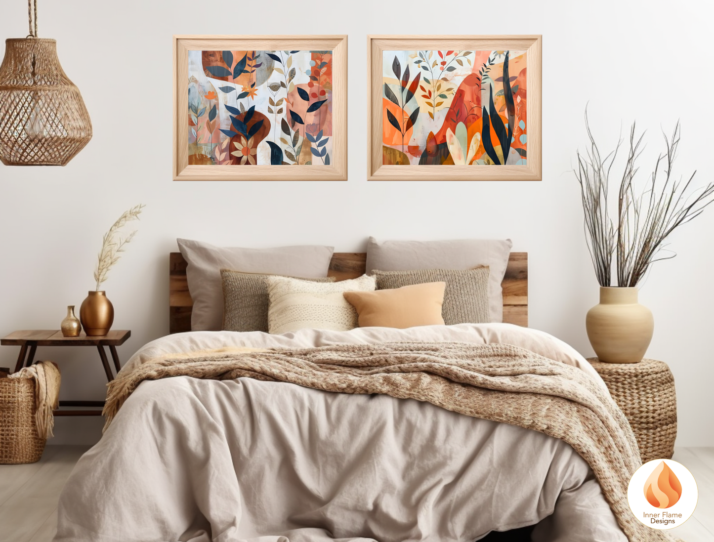 Modern Boho Wall Art Décor for Modern Home Design | Triptych Artwork (Series 3)