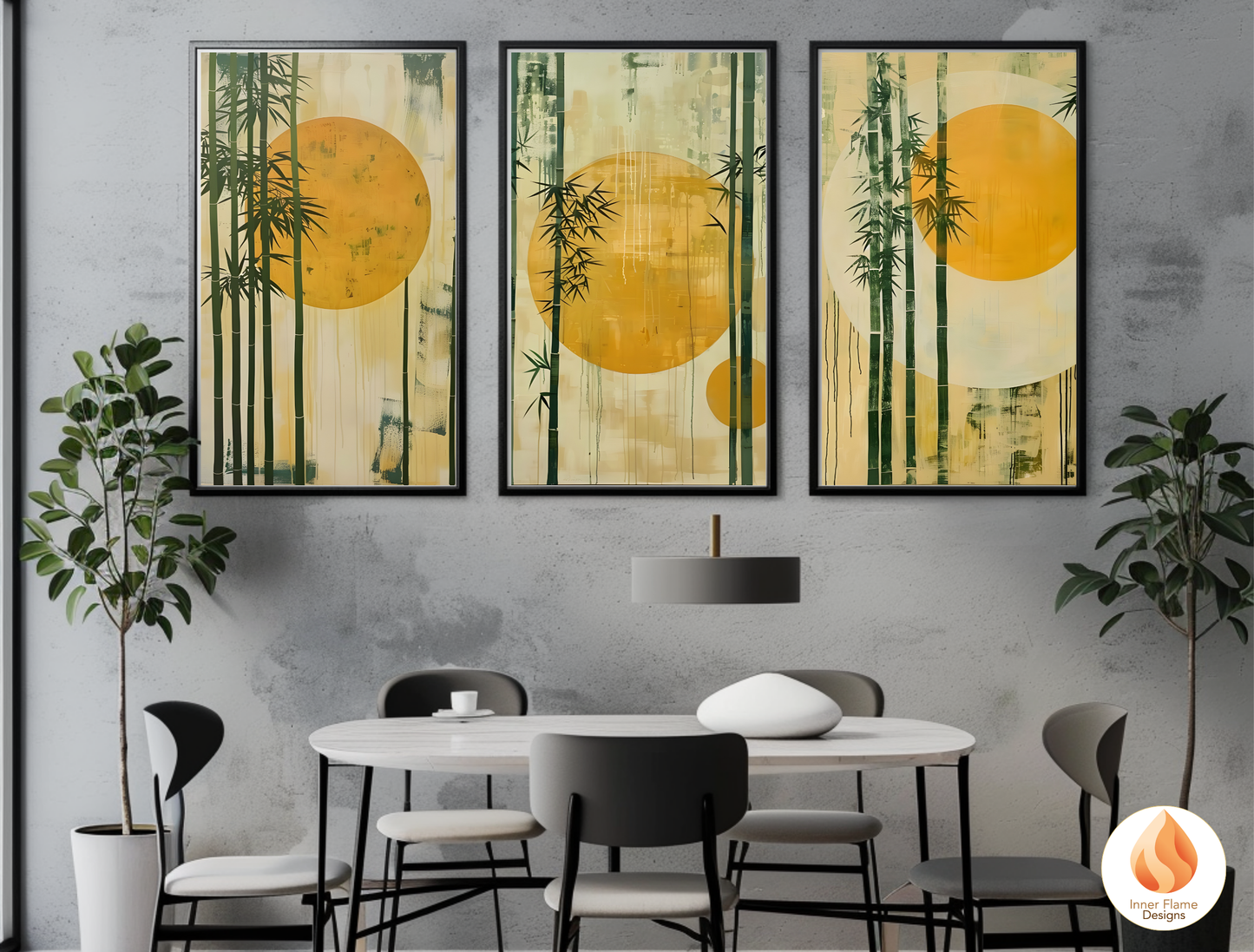 Tranquil Japandi Art for Modern Home Design | Triptych Artwork (Series 3)