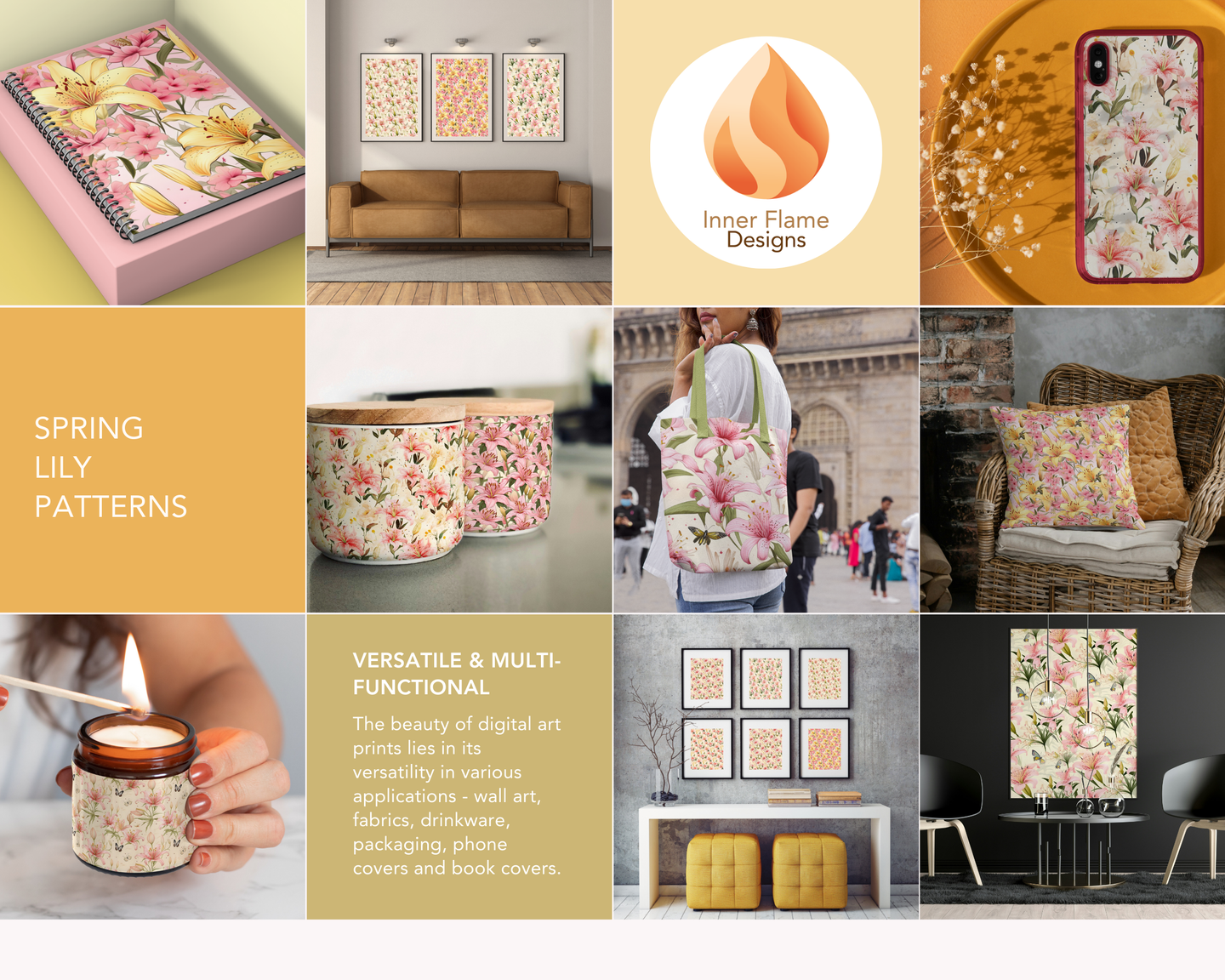 Spring Lily Floral Surface Patterns | Seamless Patterns for Wallpaper, Textiles, Packaging and Digital Designs