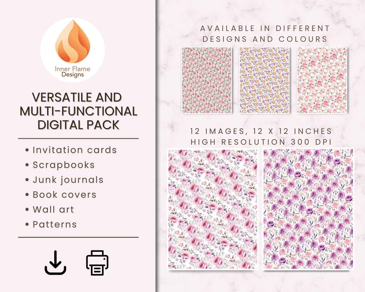 Elegant Rose Floral Surface Patterns | Seamless Patterns for Wallpaper, Textiles, Packaging and Digital Designs