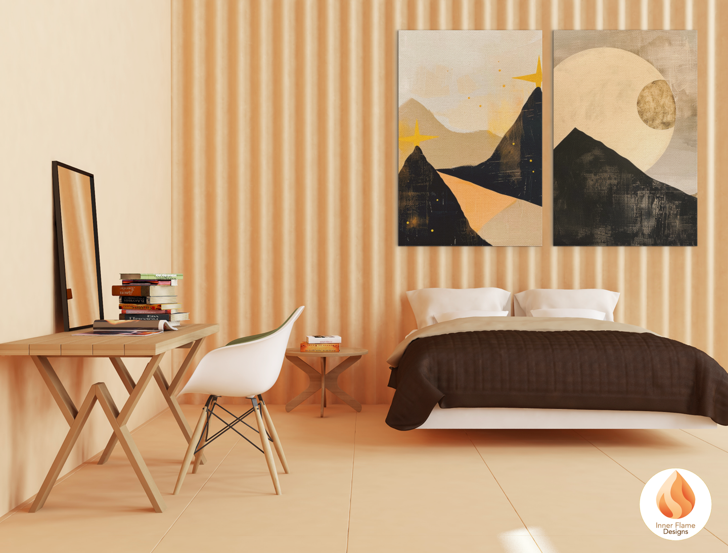 Ethereal Japandi Art for Modern Home Design | Triptych Artwork (Series 2)