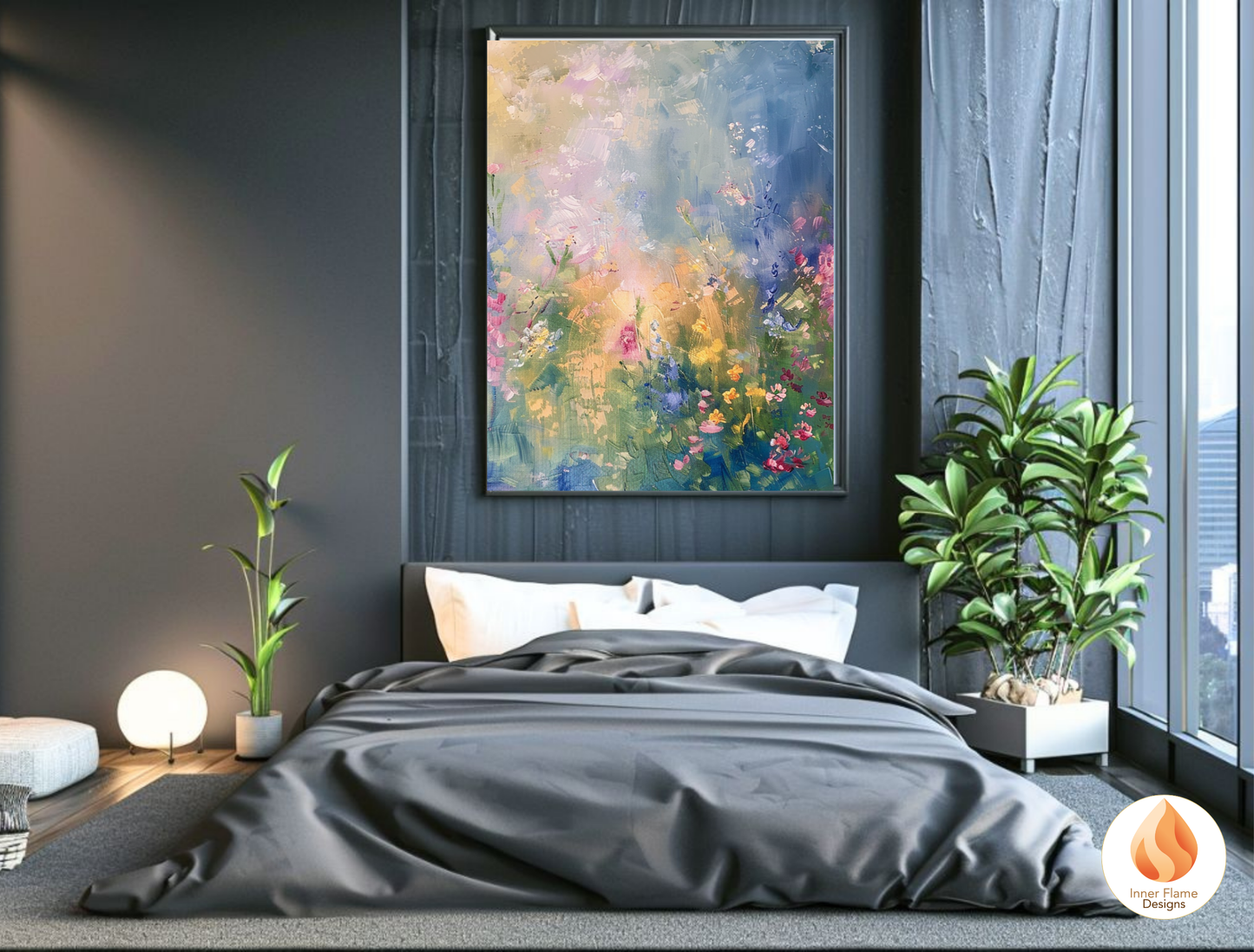 Luminous Flower Artwork for Modern Home Design | Triptych Artwork