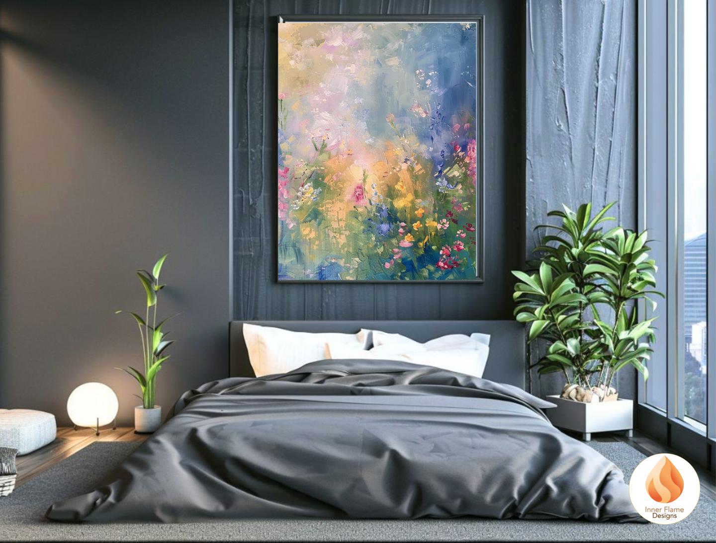 Luminous Flower Artwork for Modern Home Design | Triptych Artwork