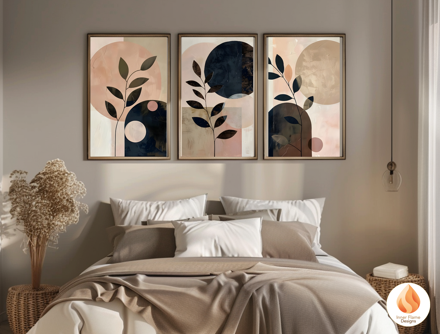 Charming Japandi Art for Modern Home Design | Triptych Artwork (Series 2)