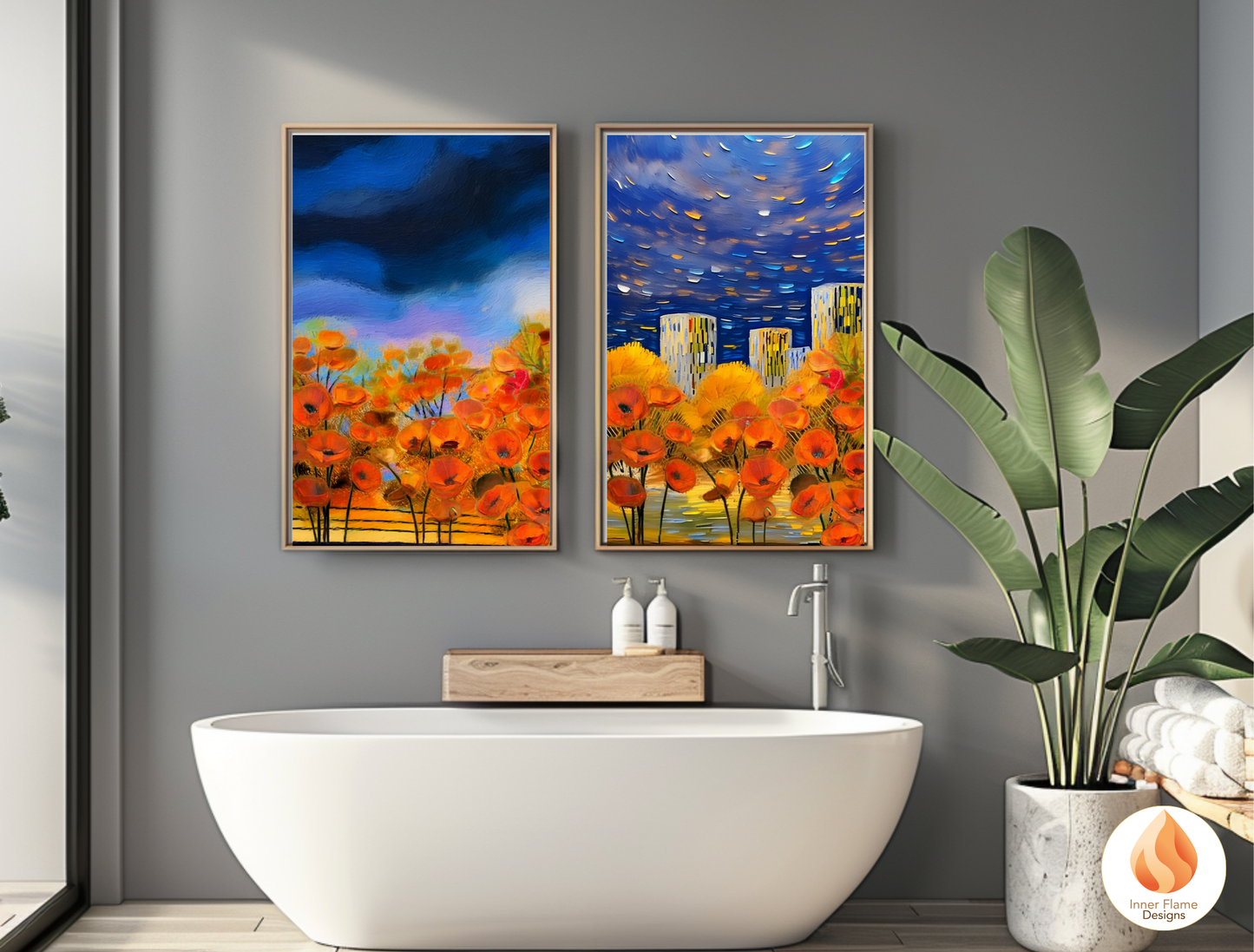 Vivid Flower Artwork for Modern Home Design | Four Piece Artwork