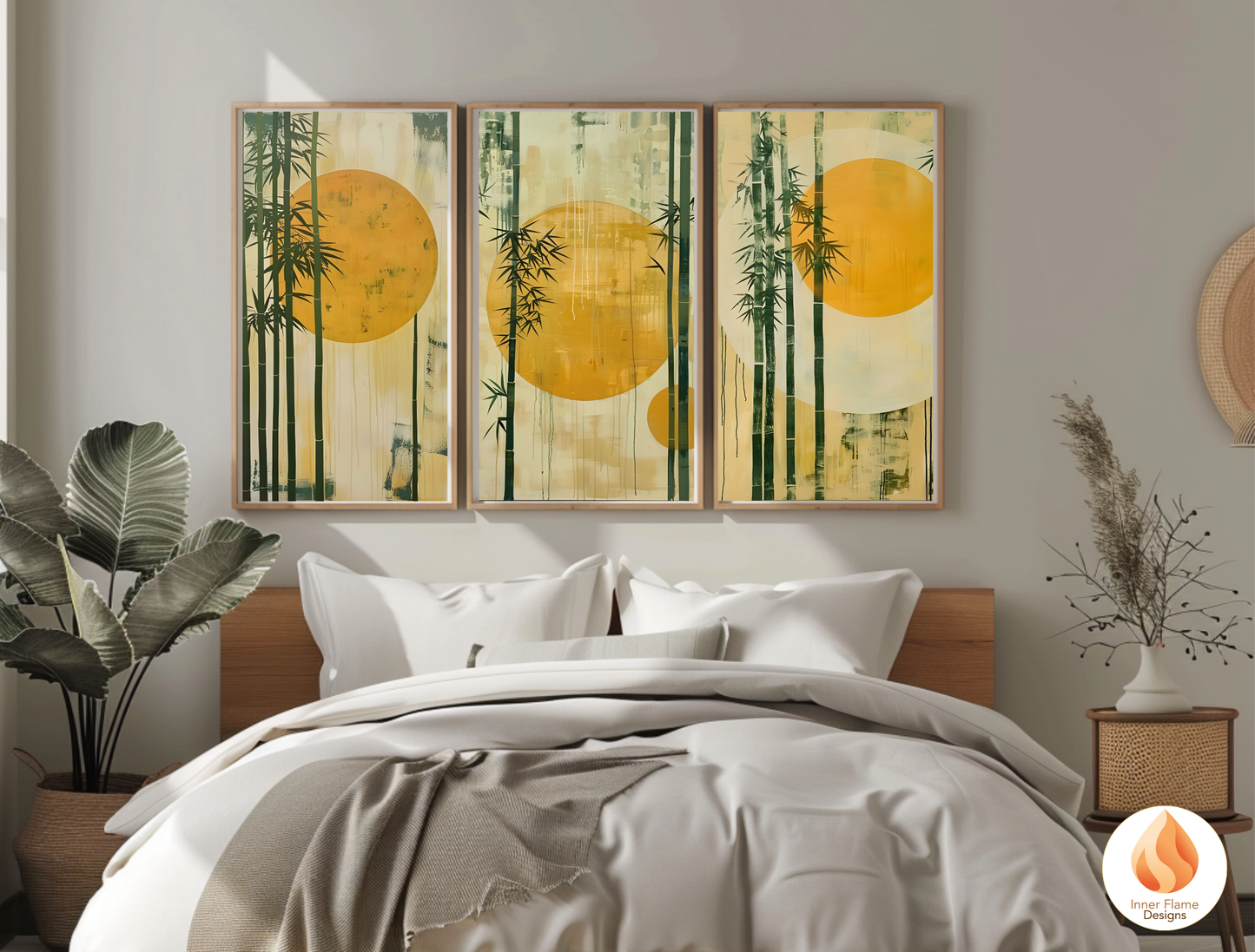 Tranquil Japandi Art for Modern Home Design | Triptych Artwork (Series 3)