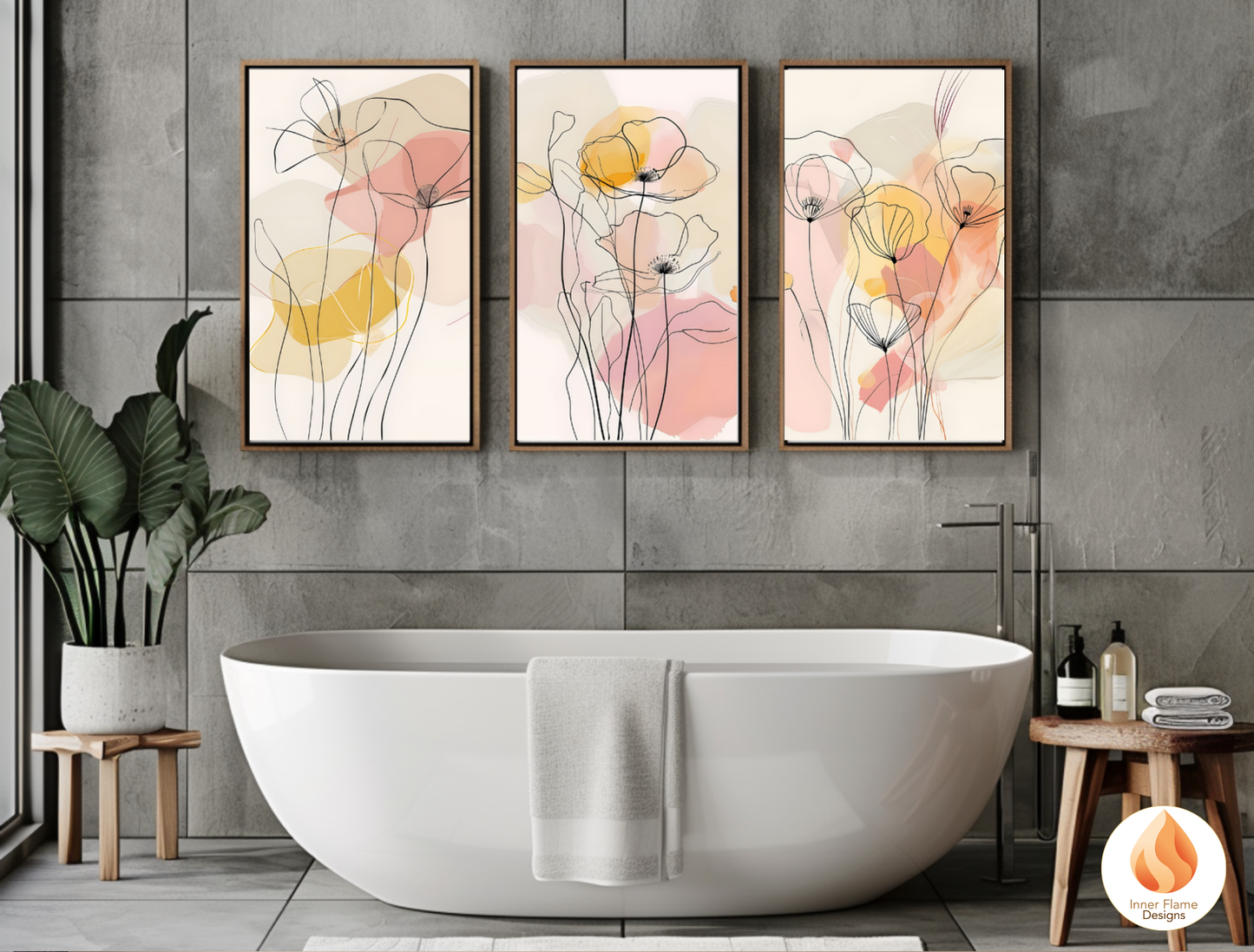 Graceful Line Art for Modern Home Design | Triptych Artwork (Series 4)
