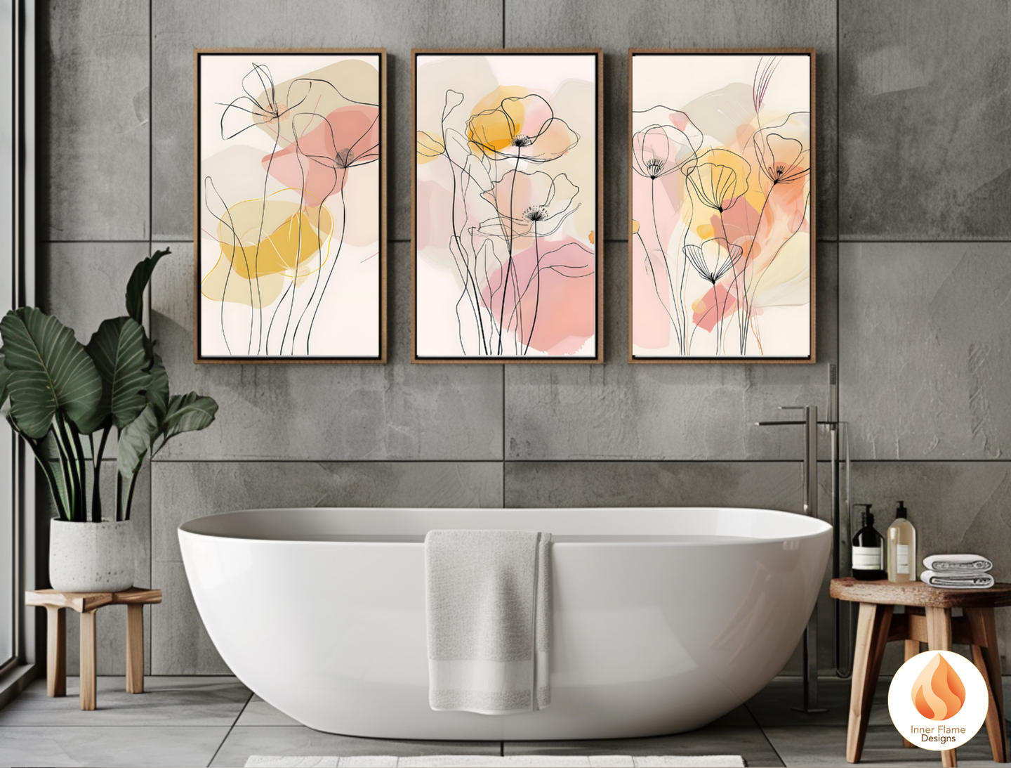 Graceful Line Art for Modern Home Design | Triptych Artwork (Series 4)