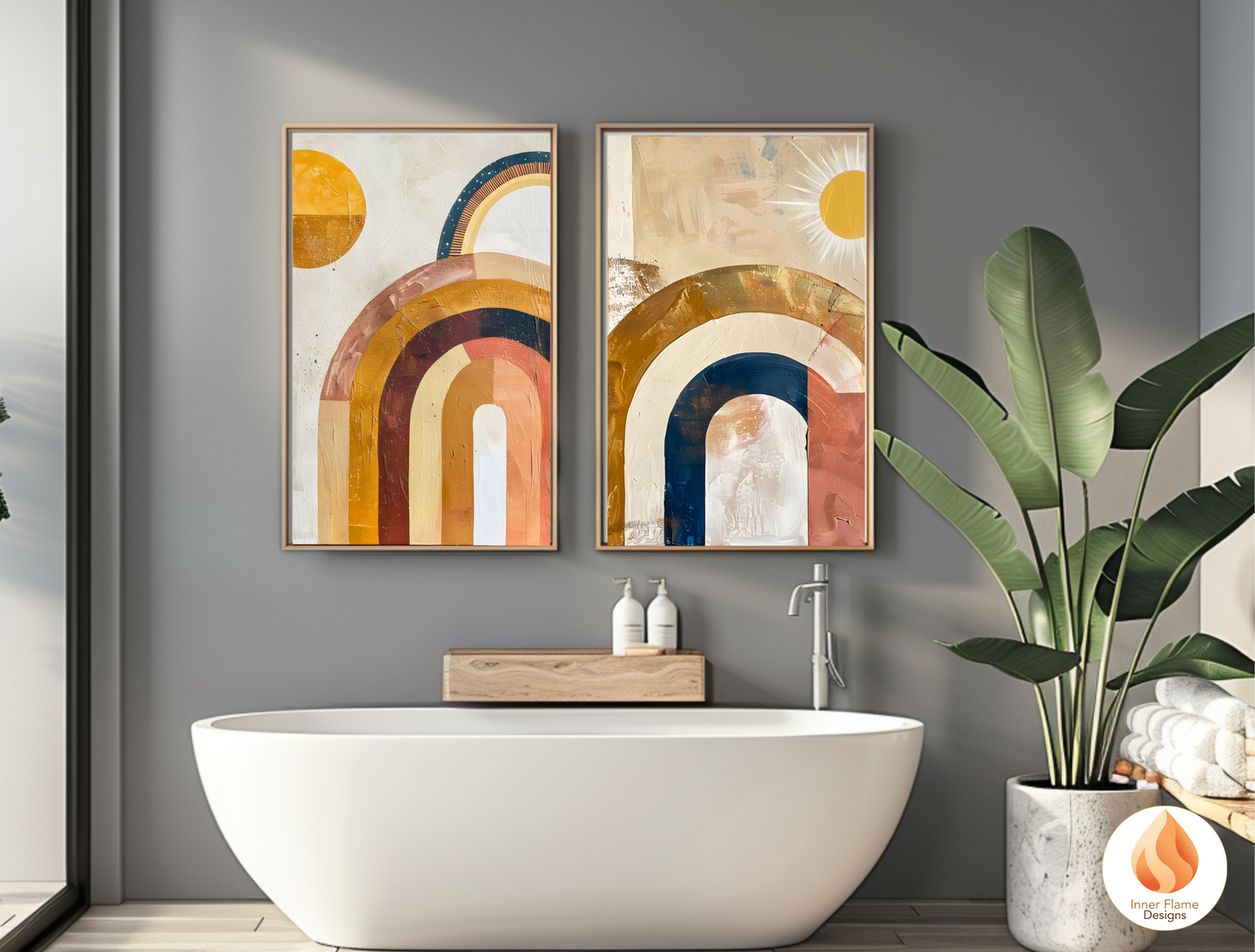 Eclectic Boho Wall Art Décor for Modern Home Design | Triptych Artwork (Series 4)