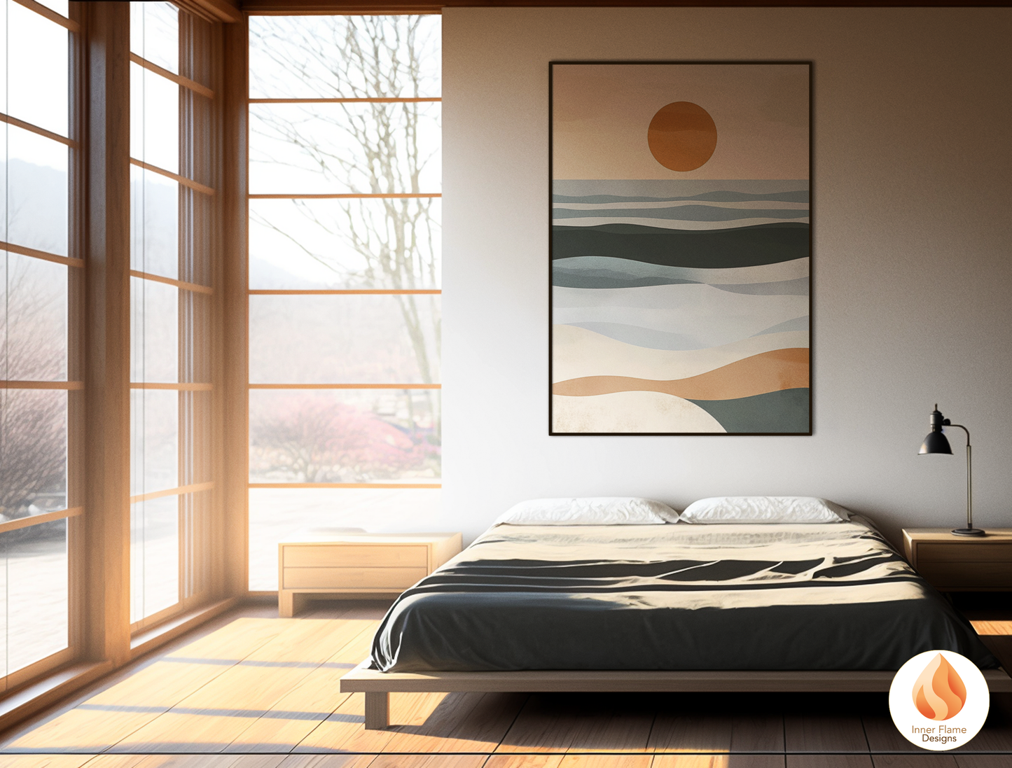 Serene Japandi Art for Modern Home Design | Triptych Artwork