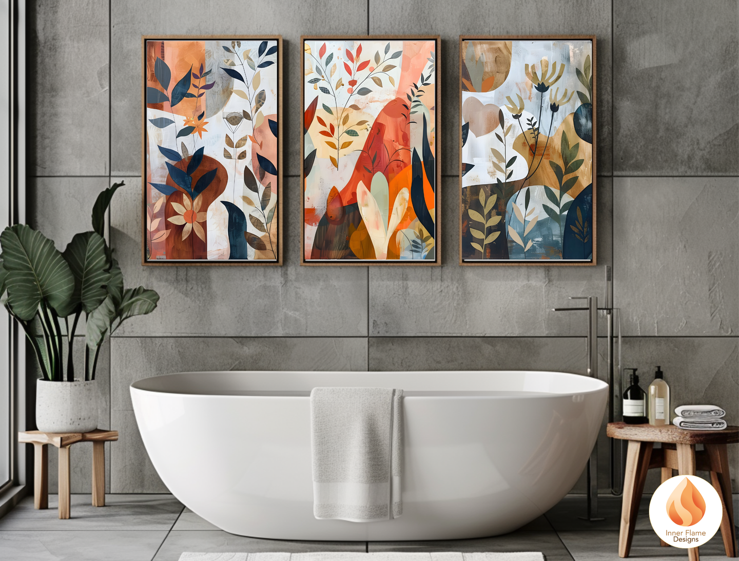 Modern Boho Wall Art Décor for Modern Home Design | Triptych Artwork (Series 3)